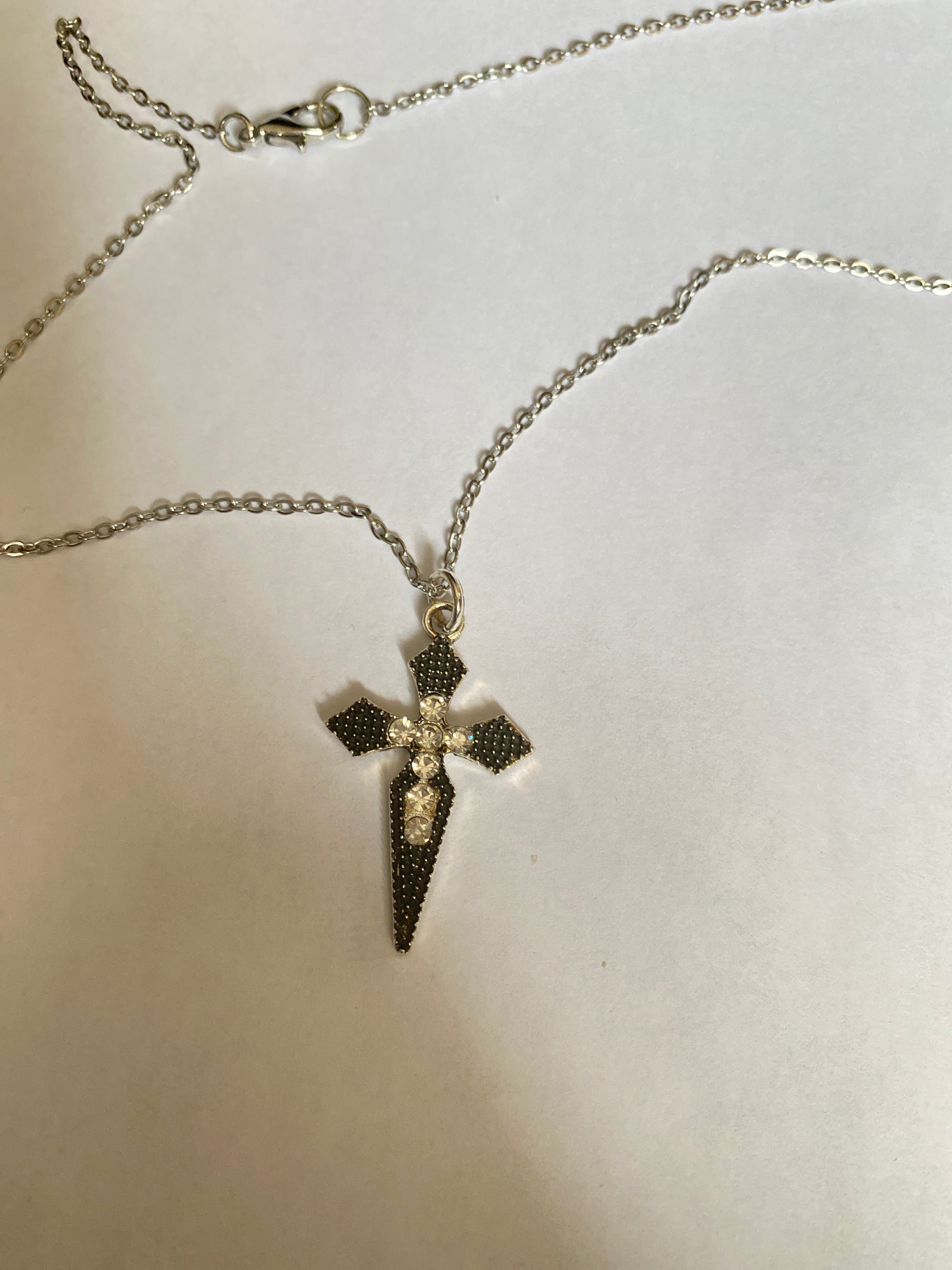 Rhinestone Cross Chain Necklace