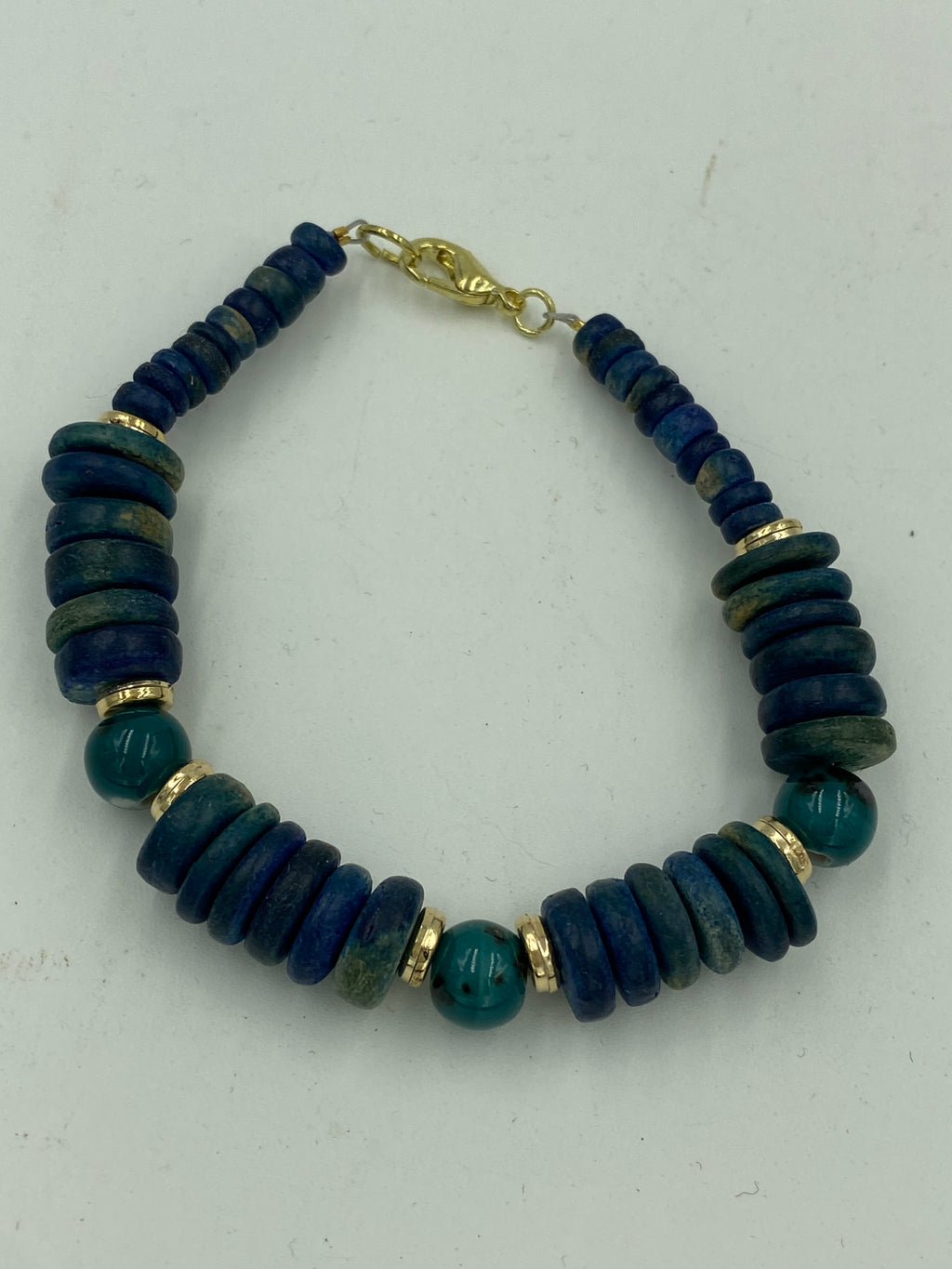 Wood Bead Bracelet with Semi-precious stones