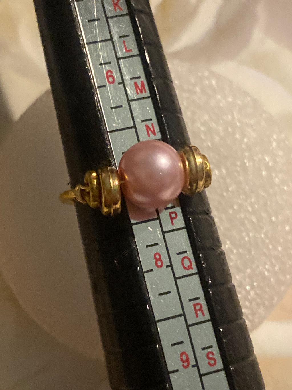 Hand Made Wire Ring  Pink Pearl Bead