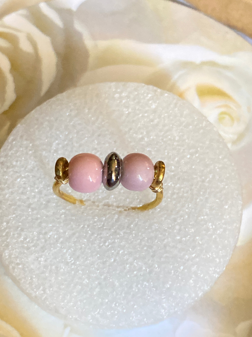 Hand Made Wire Ring 2 Beads