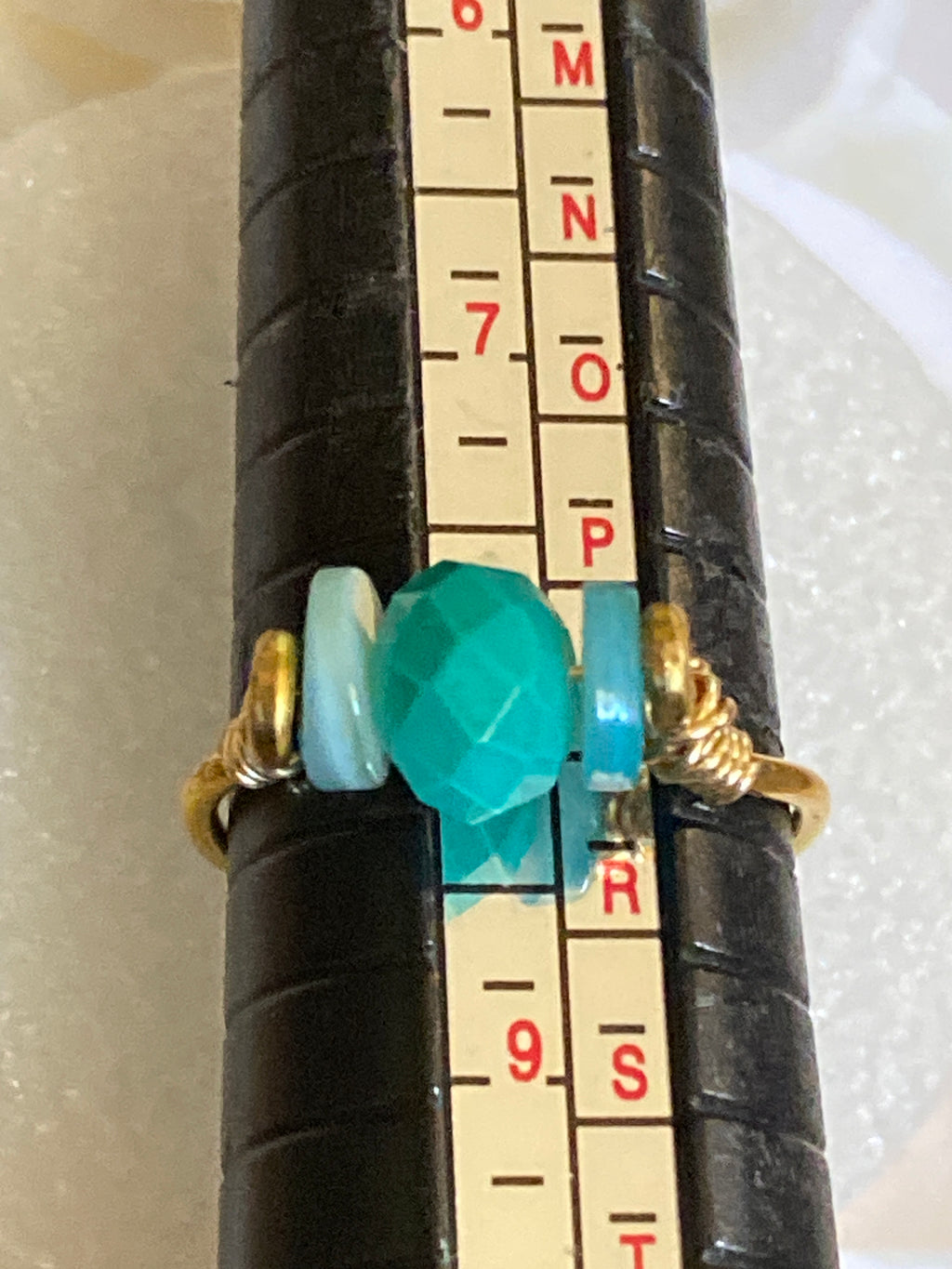 Hand Made Wire Ring Blue Bead
