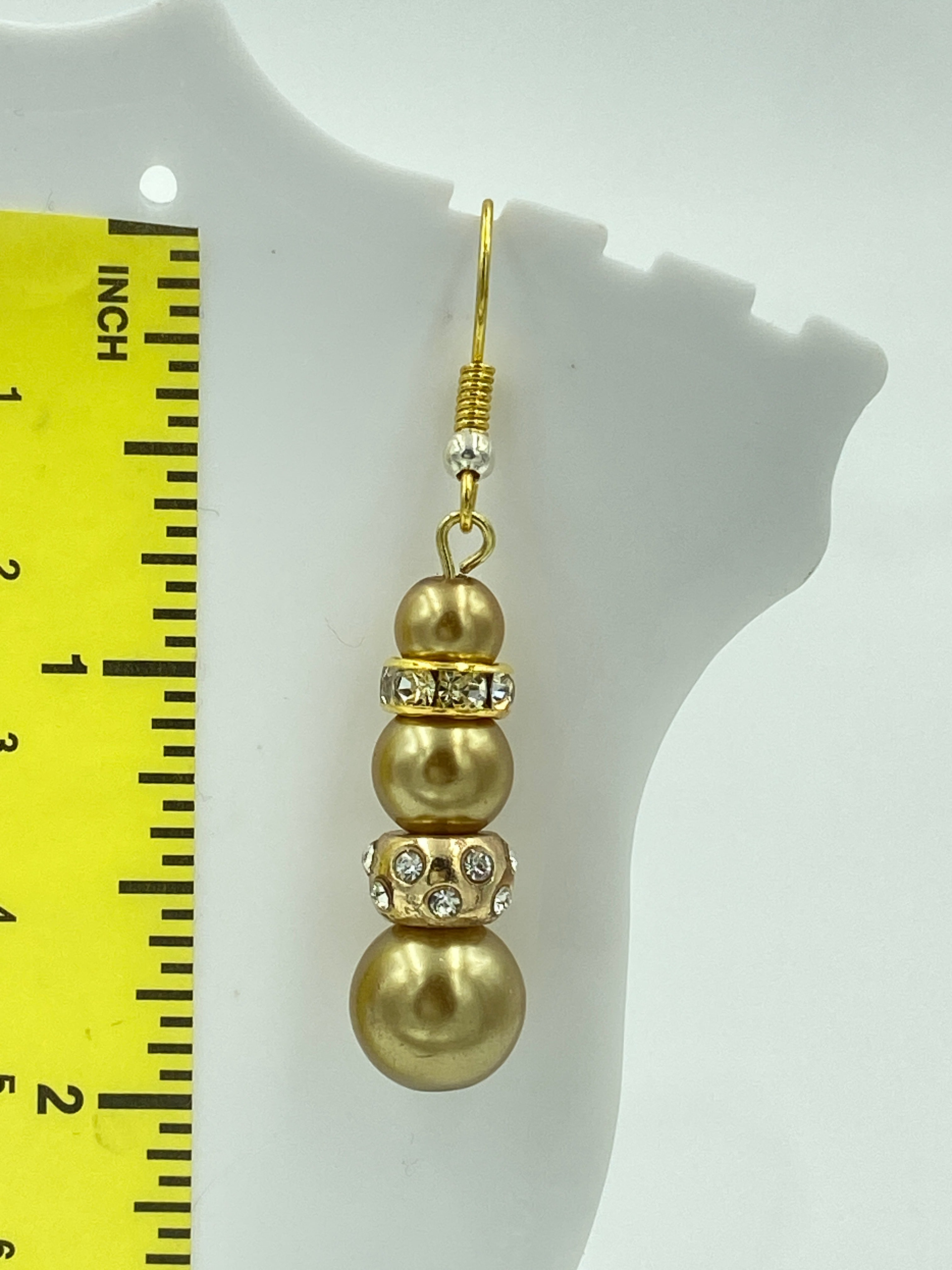 Hook Earrings Elegant Pearls and Rhinestones