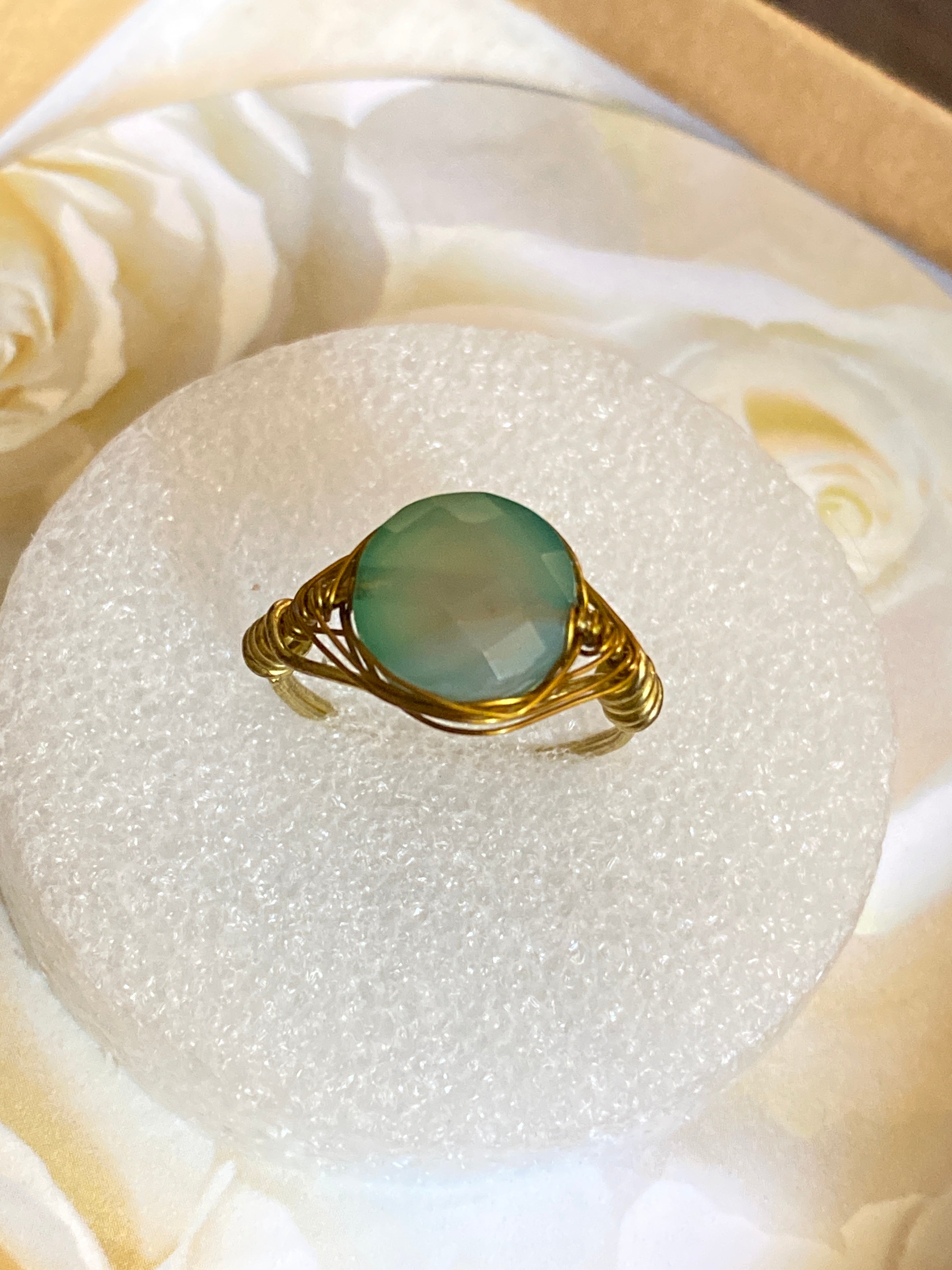Hand Made Wire Ring Blue Bead