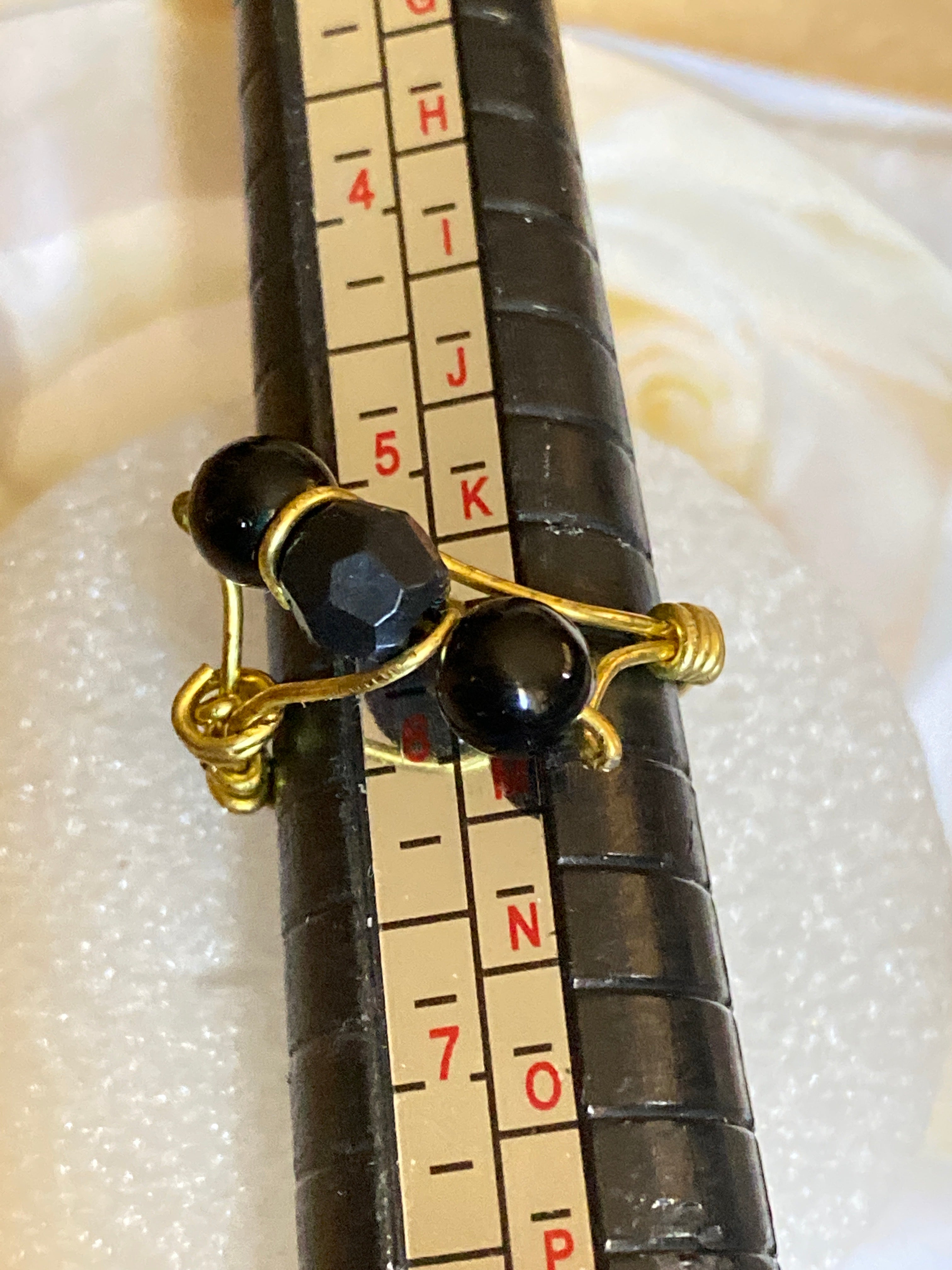 Hand Made Wire Ring Black Bead
