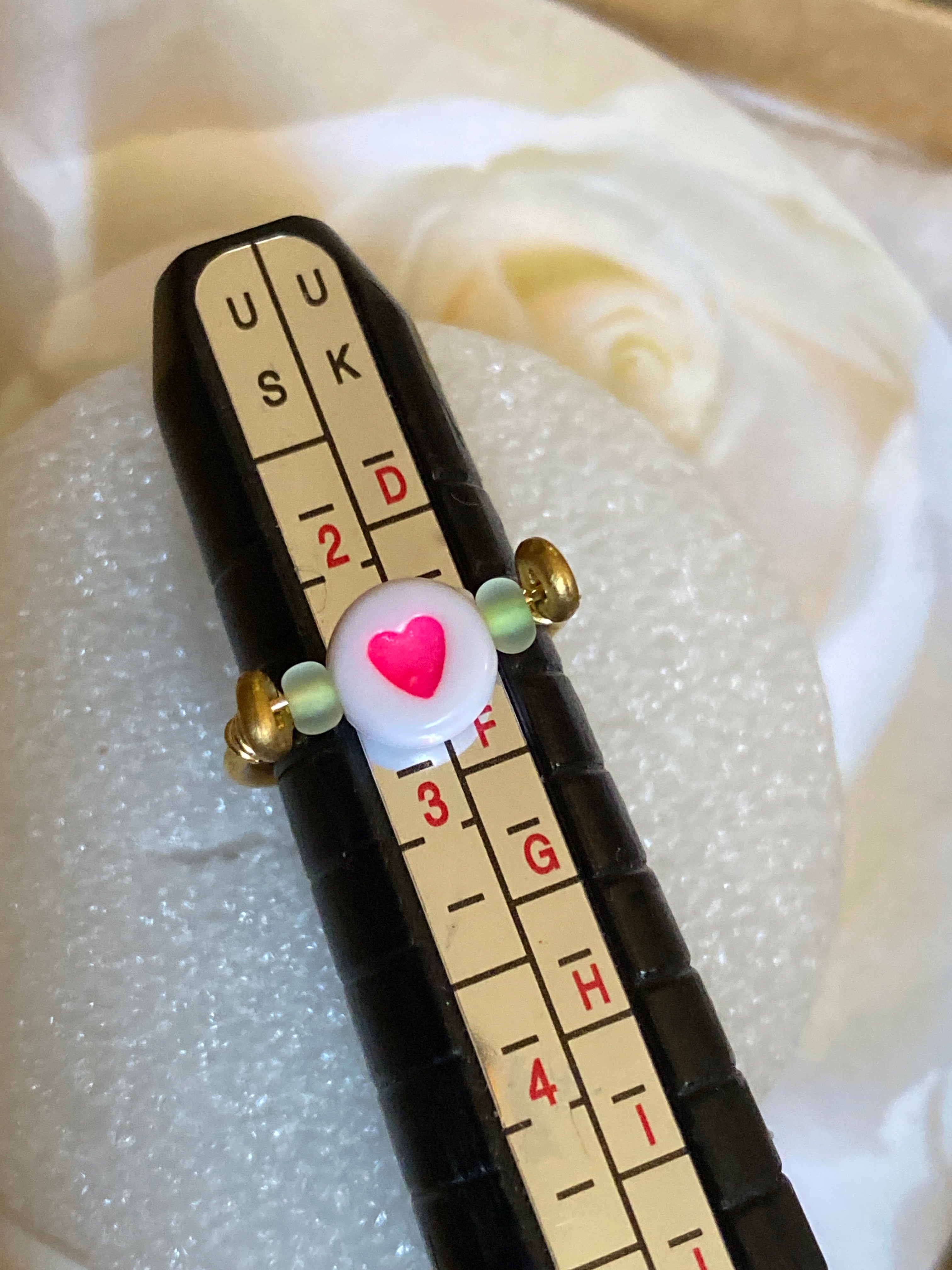 Hand Made Wire Ring Pink Heart Bead
