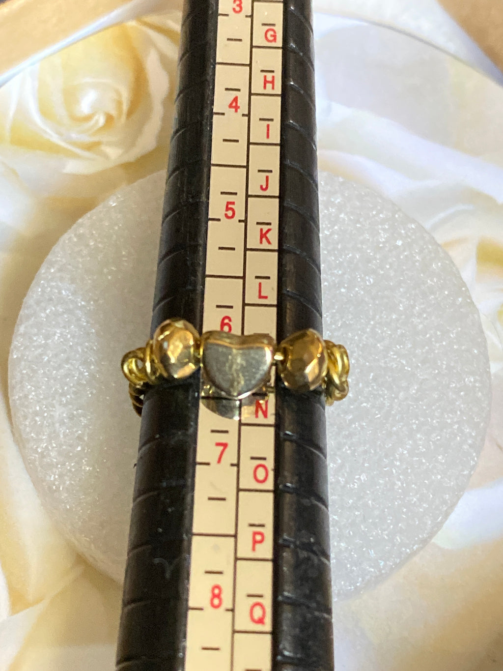 Hand Made Wire Ring Gold Heart Bead