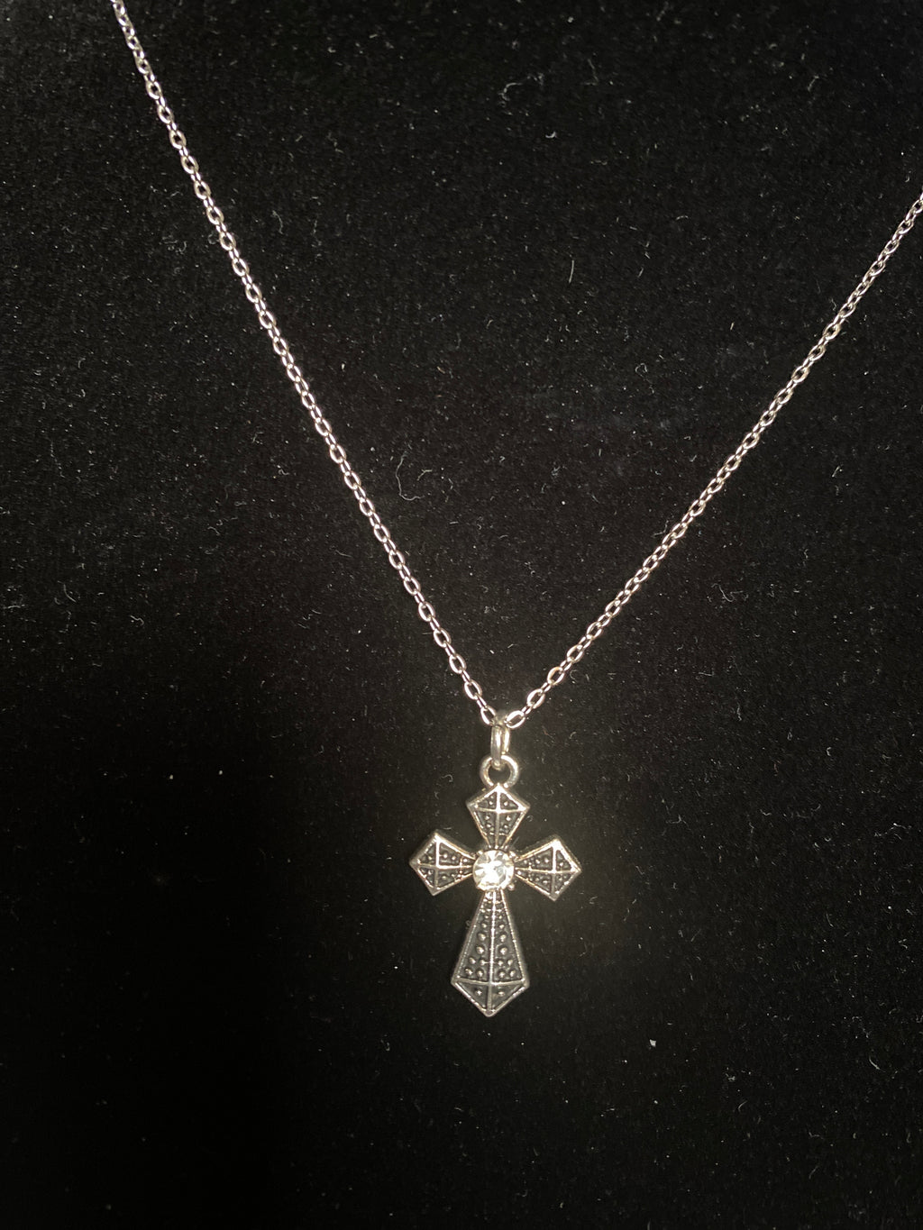 Rhinestone Cross Chain Necklace