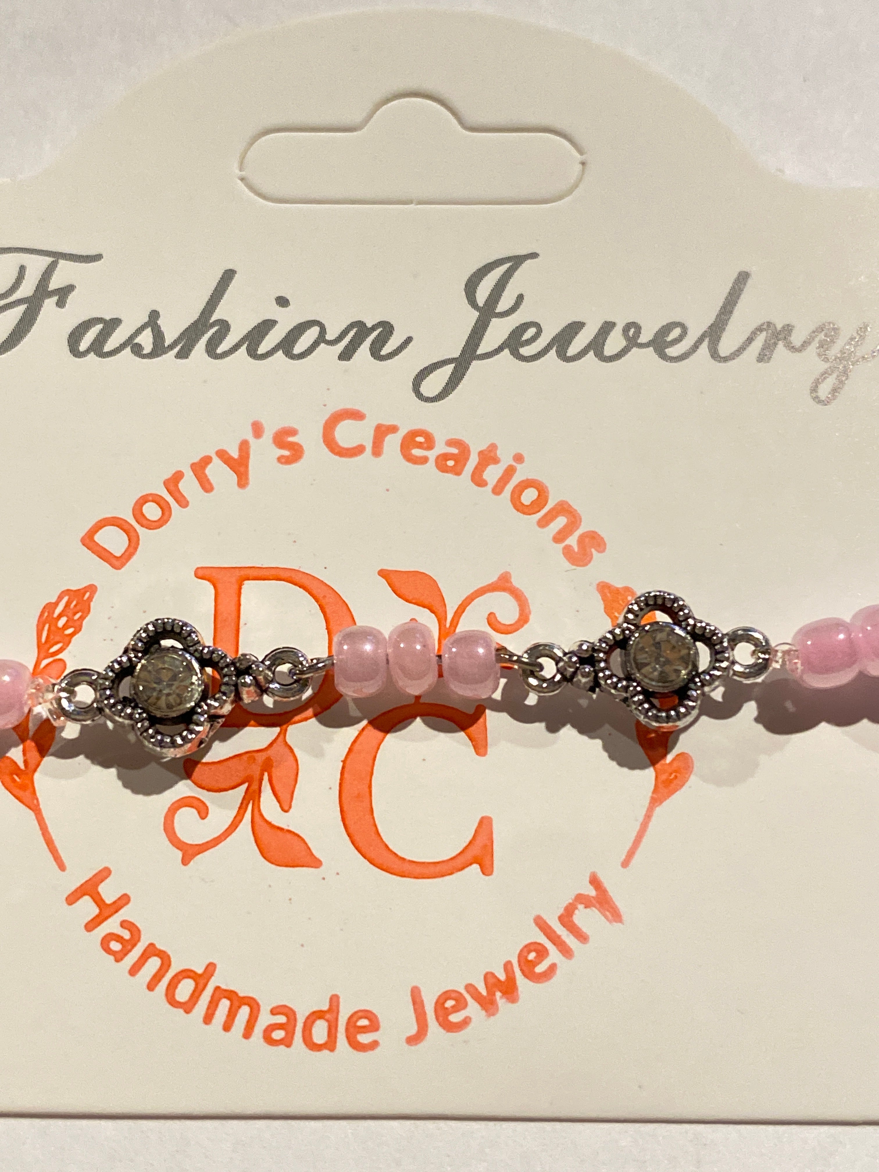 Stretch Pink Bead Bracelet and Rhinestone can be worn alone or together with others