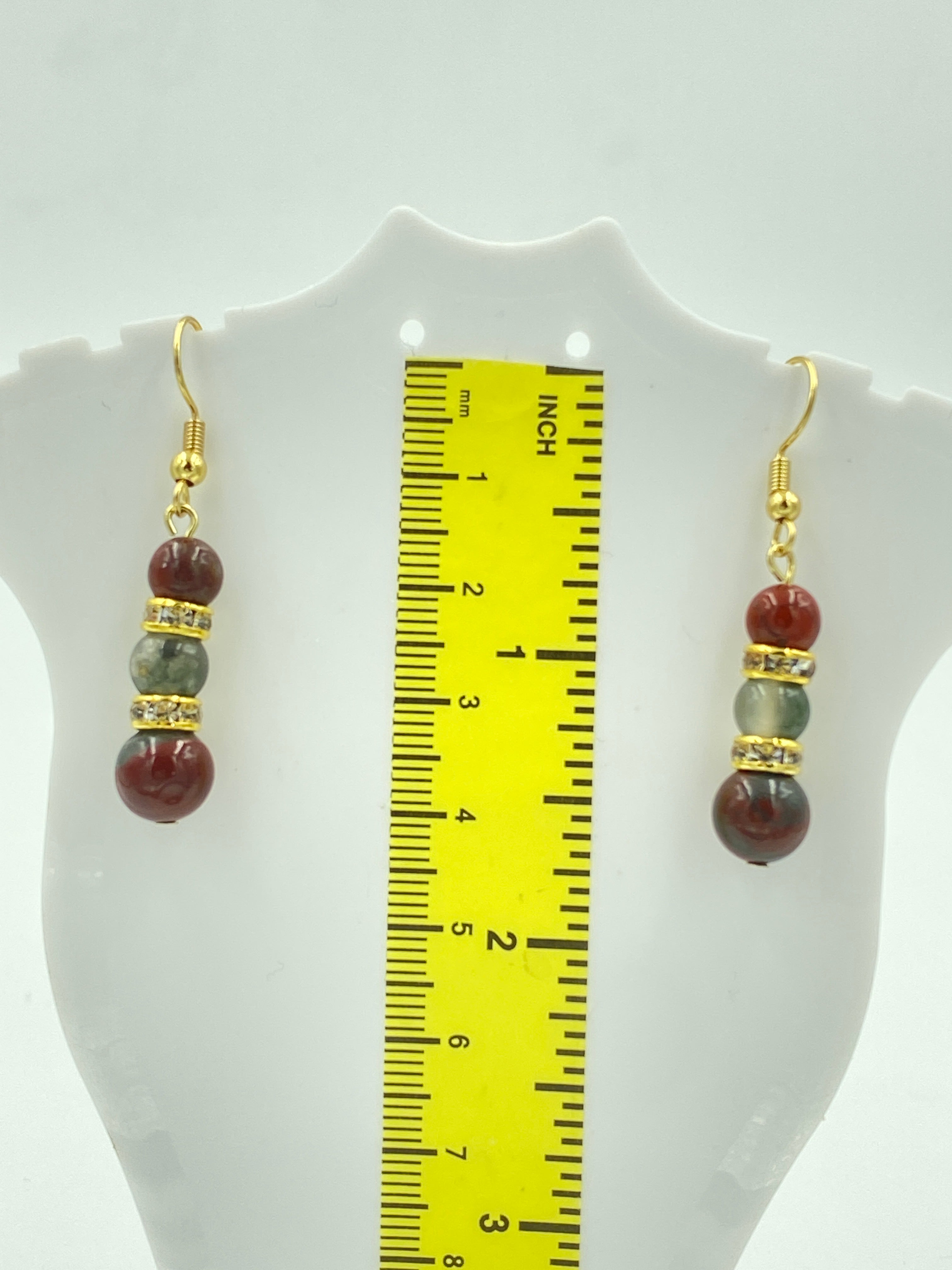 Hook Earrings Elegant Glass Beads and Rhinestones