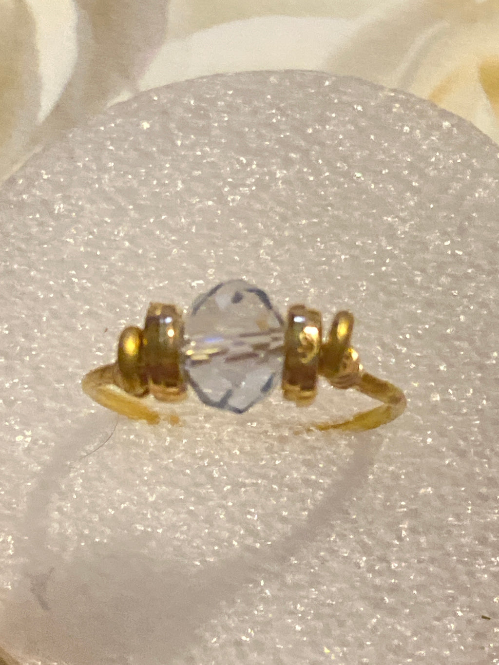 Hand Made Ring Clear Rhinestones