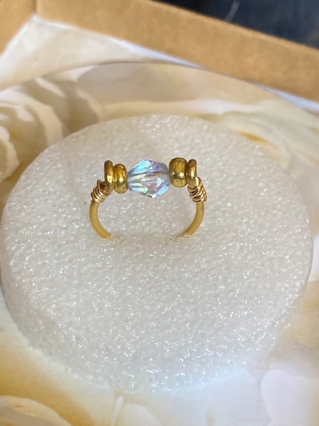 Hand Made Wire Ring Blue Bead