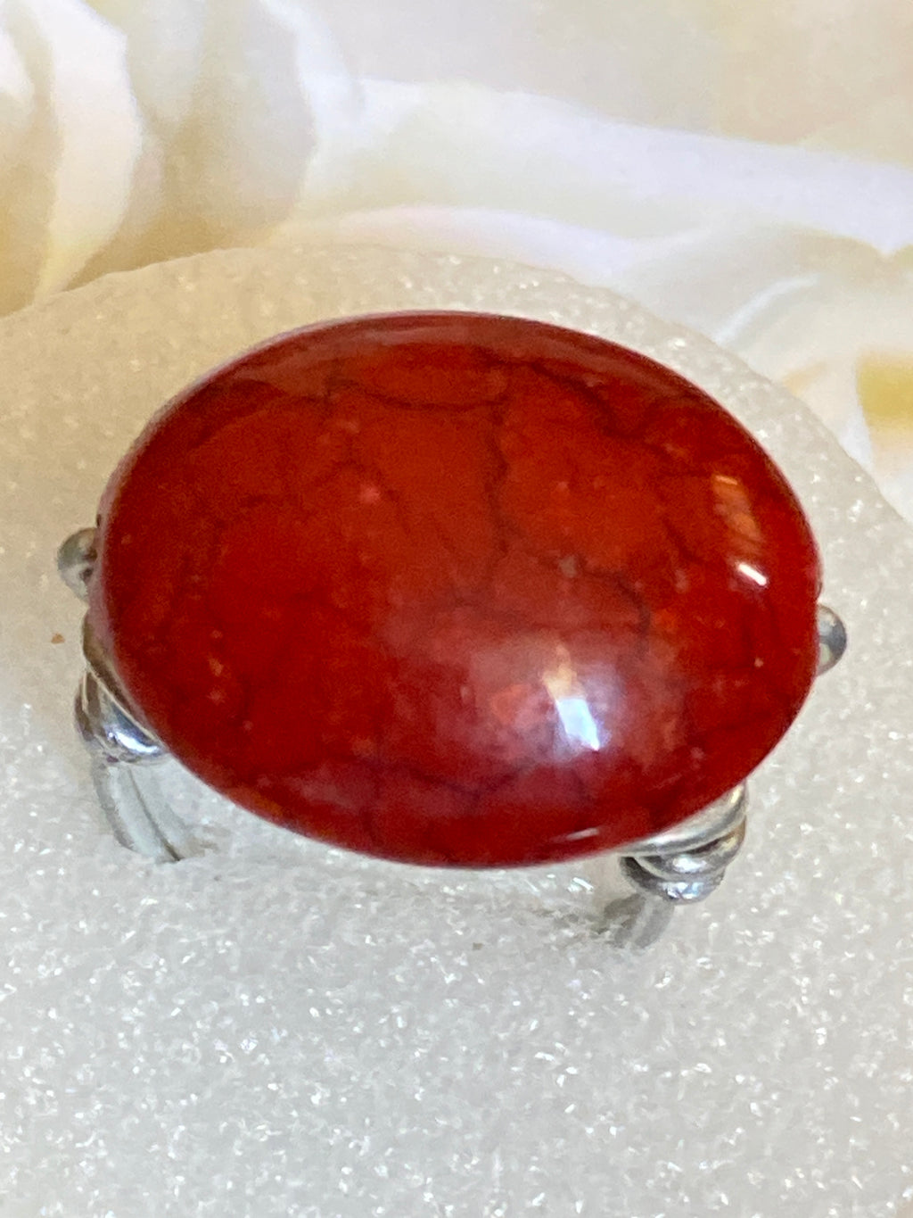 Hand Made Wire Ring Red Bead