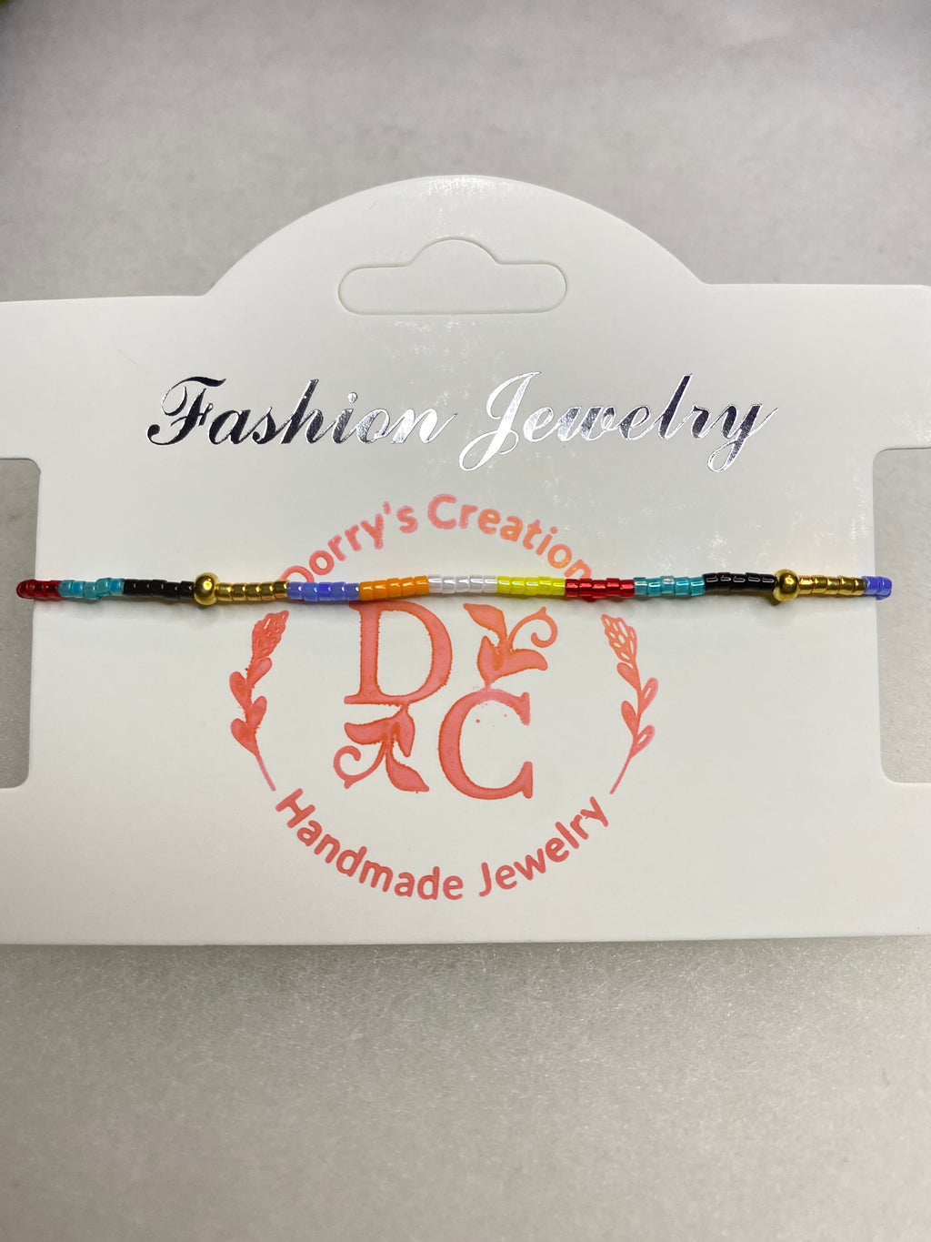 Dainty Bead Bracelet for stacking Multi Color with Gold accent