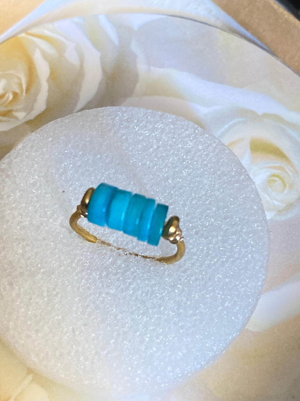 Hand Made Wire Ring Blue Bead
