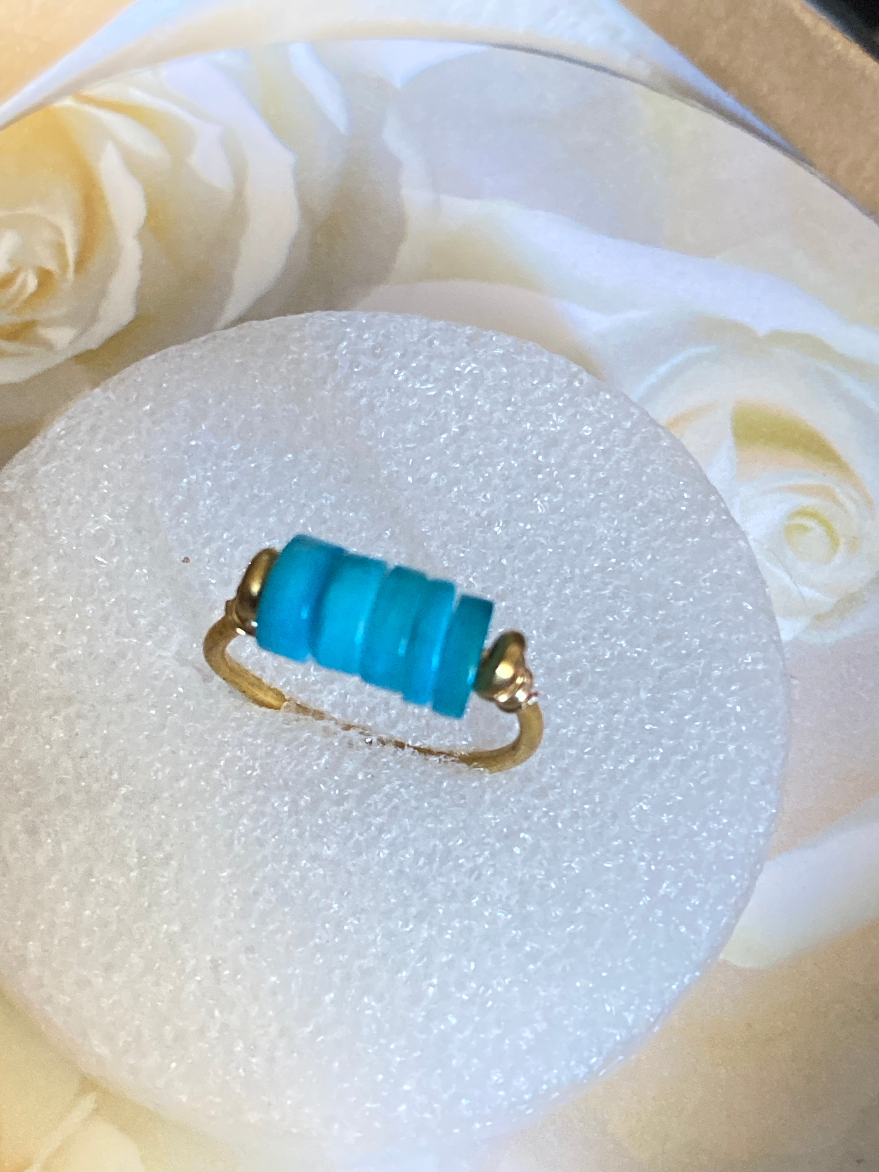 Hand Made Wire Ring Blue Bead