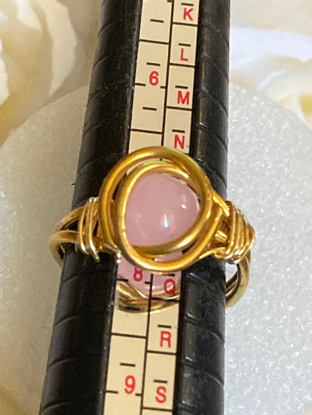 Hand Made Wire Ring Pink Bead