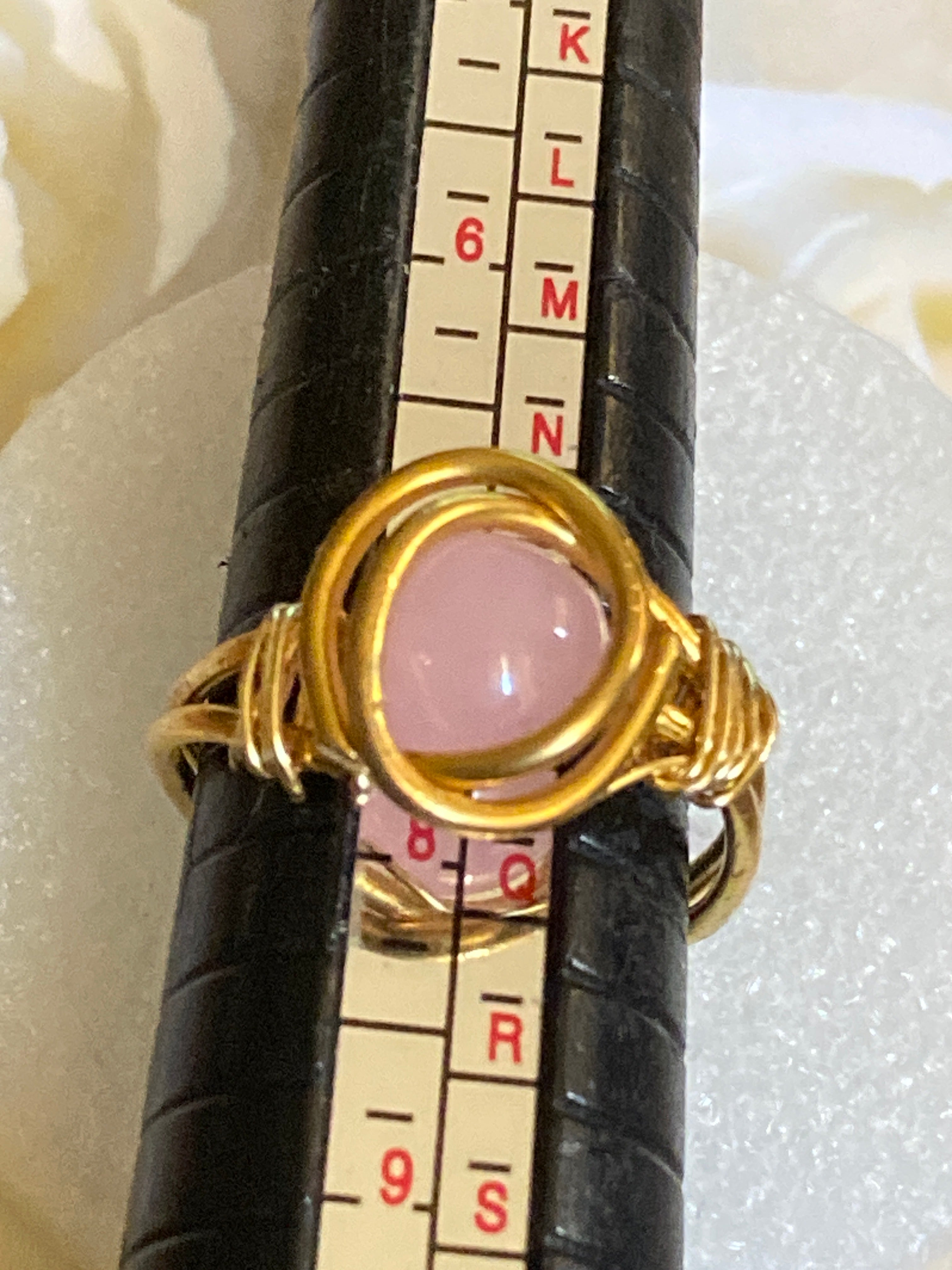 Hand Made Wire Ring Pink Bead