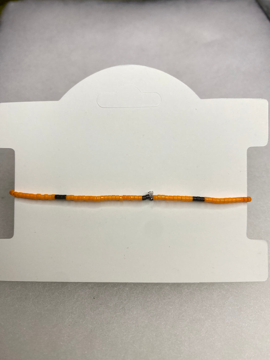 Dainty Bead Bracelet for stacking Orange and Black