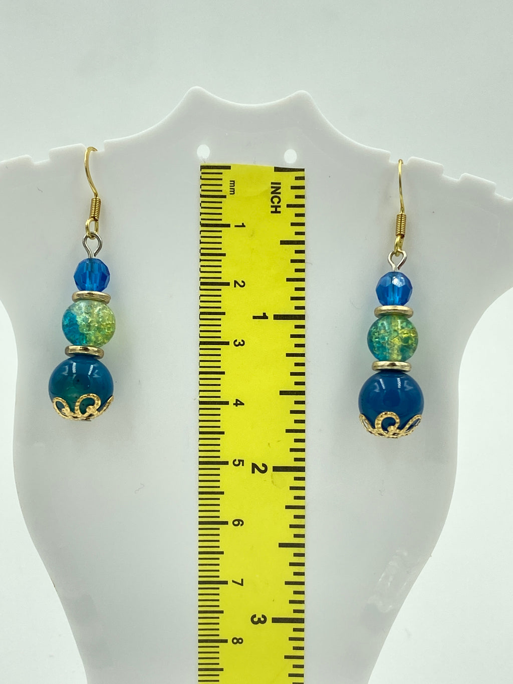 Hook Earrings Elegant Glass Beads and Rhinestones