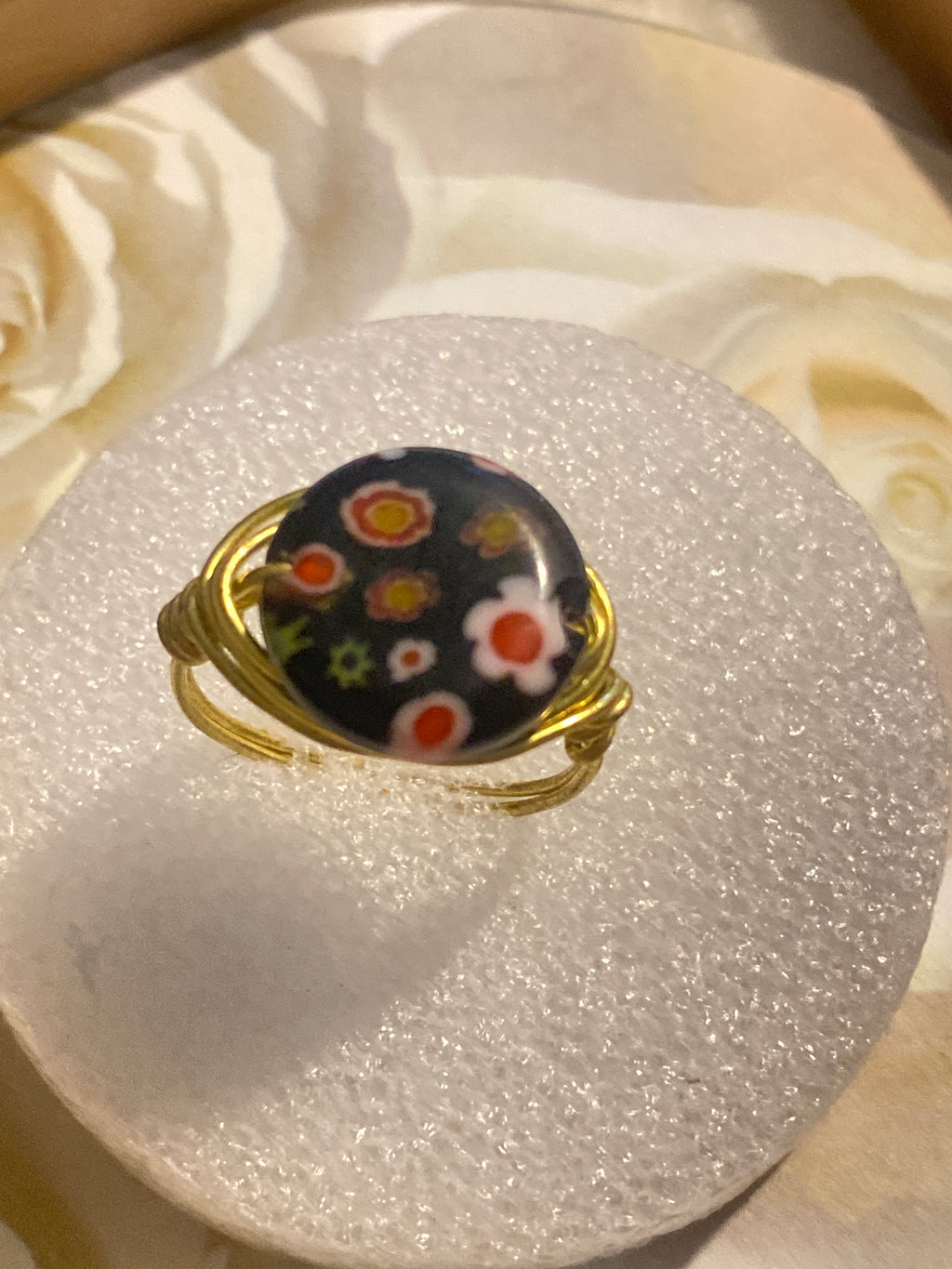 Hand Made Wire Ring Flower Bead