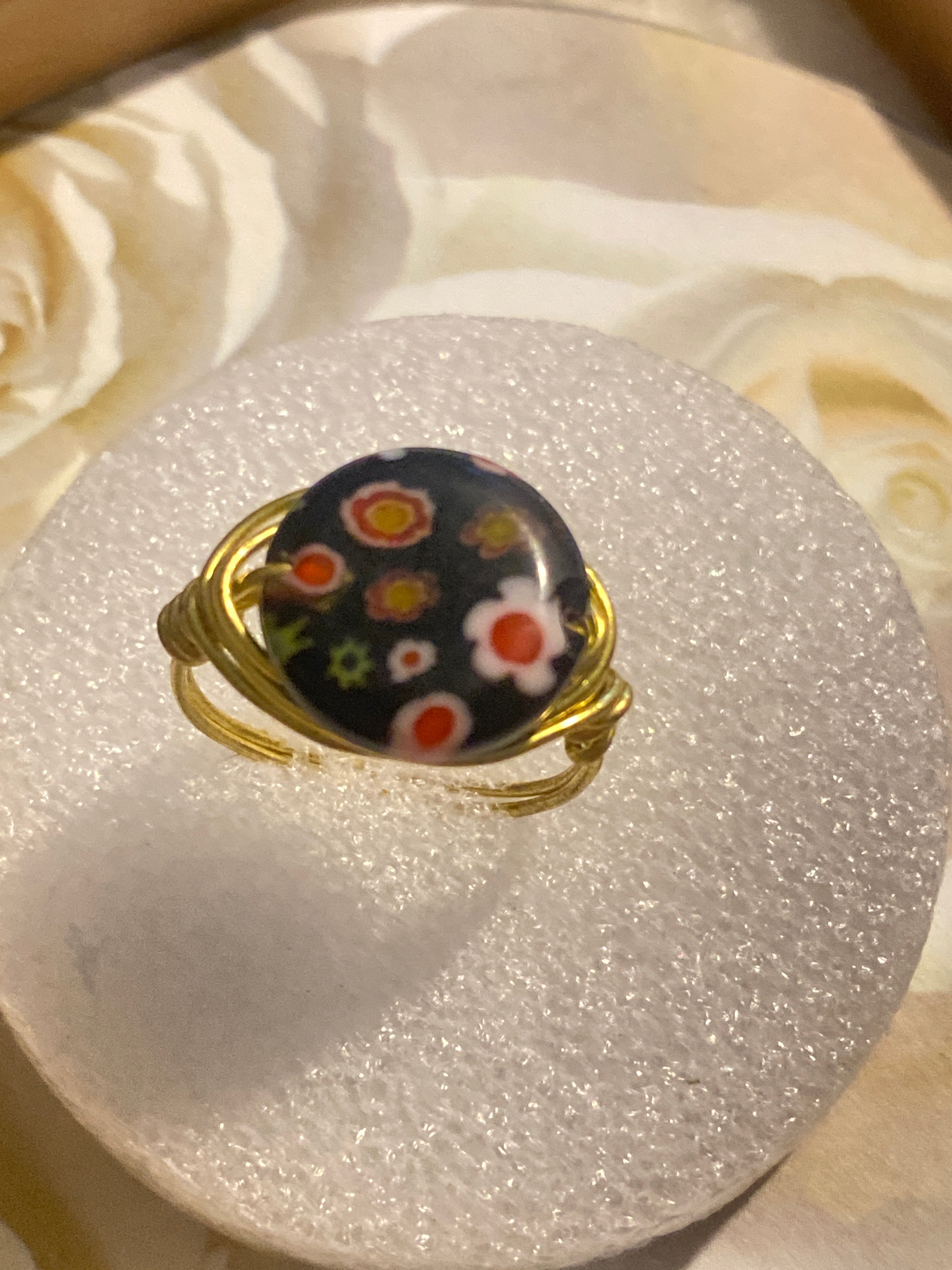 Hand Made Wire Ring Flower Bead