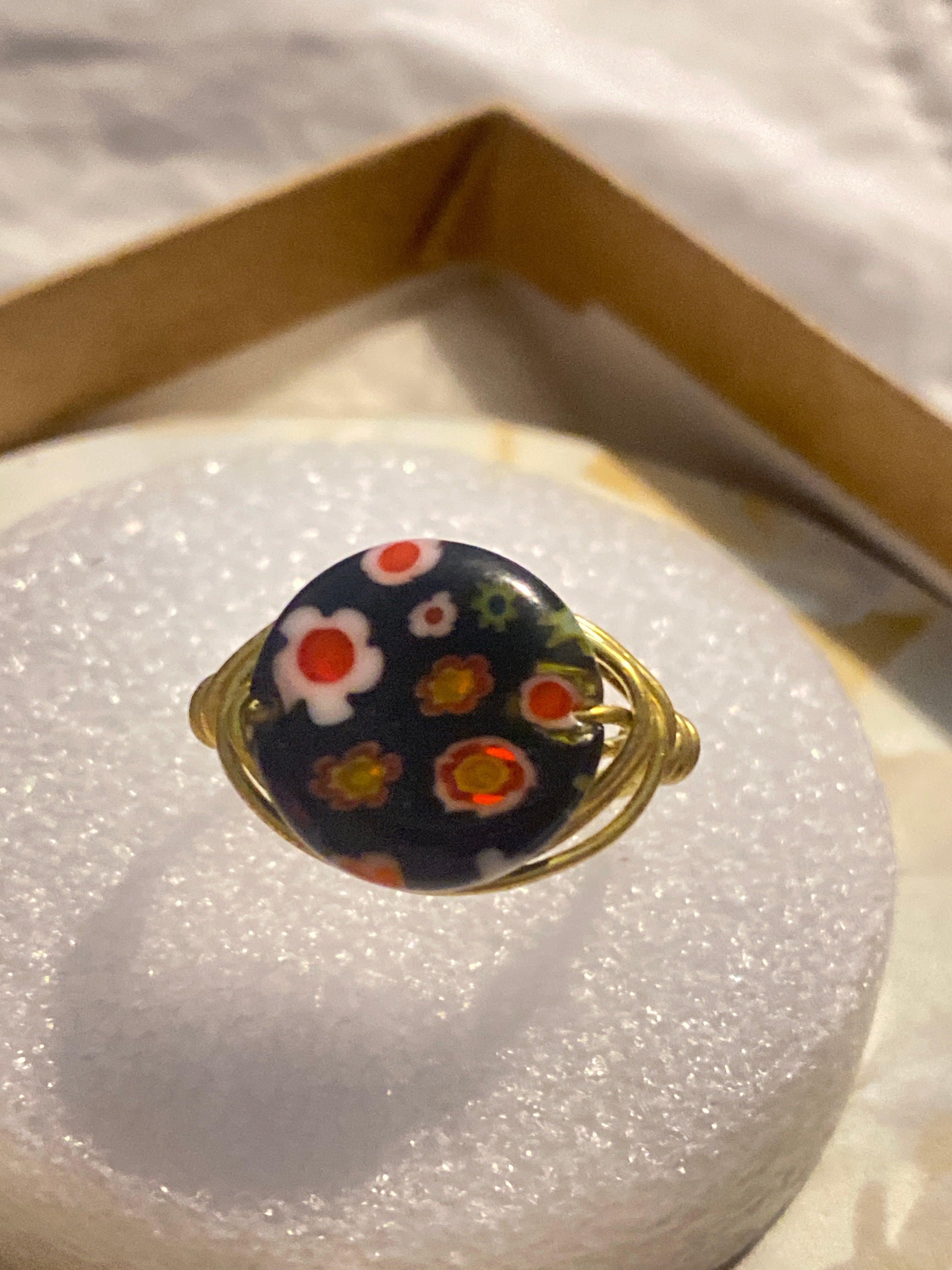 Hand Made Wire Ring Flower Bead