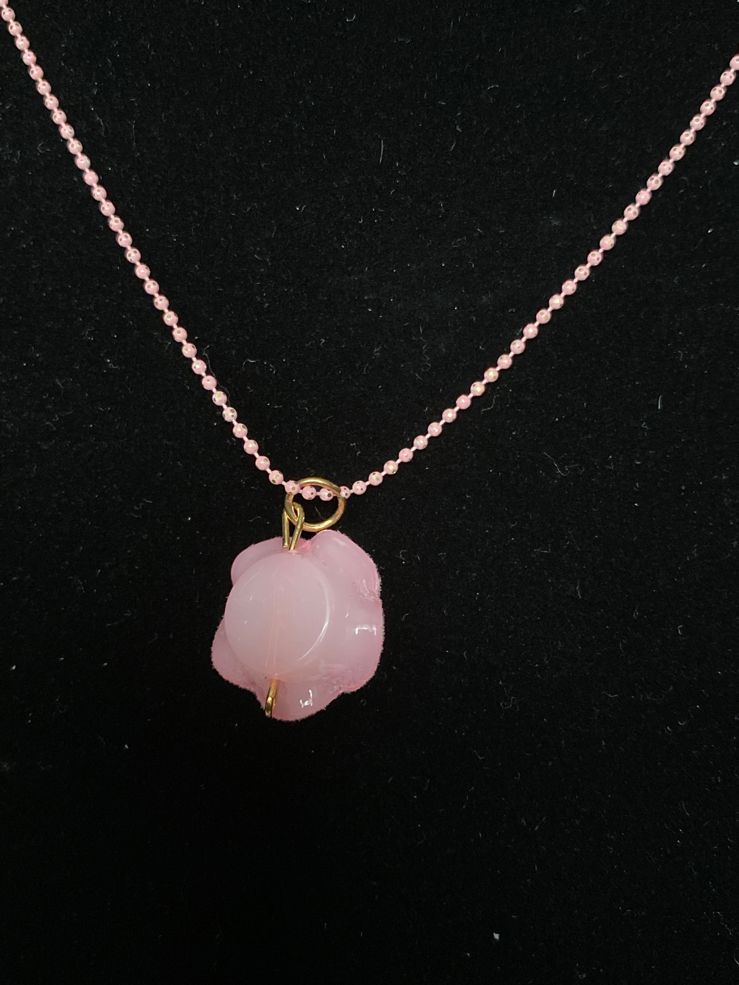 Pink Rose (velvet) Chain Necklace