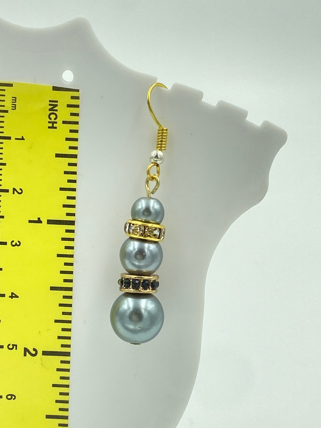 Hook Earrings Elegant Pearls and Rhinestones