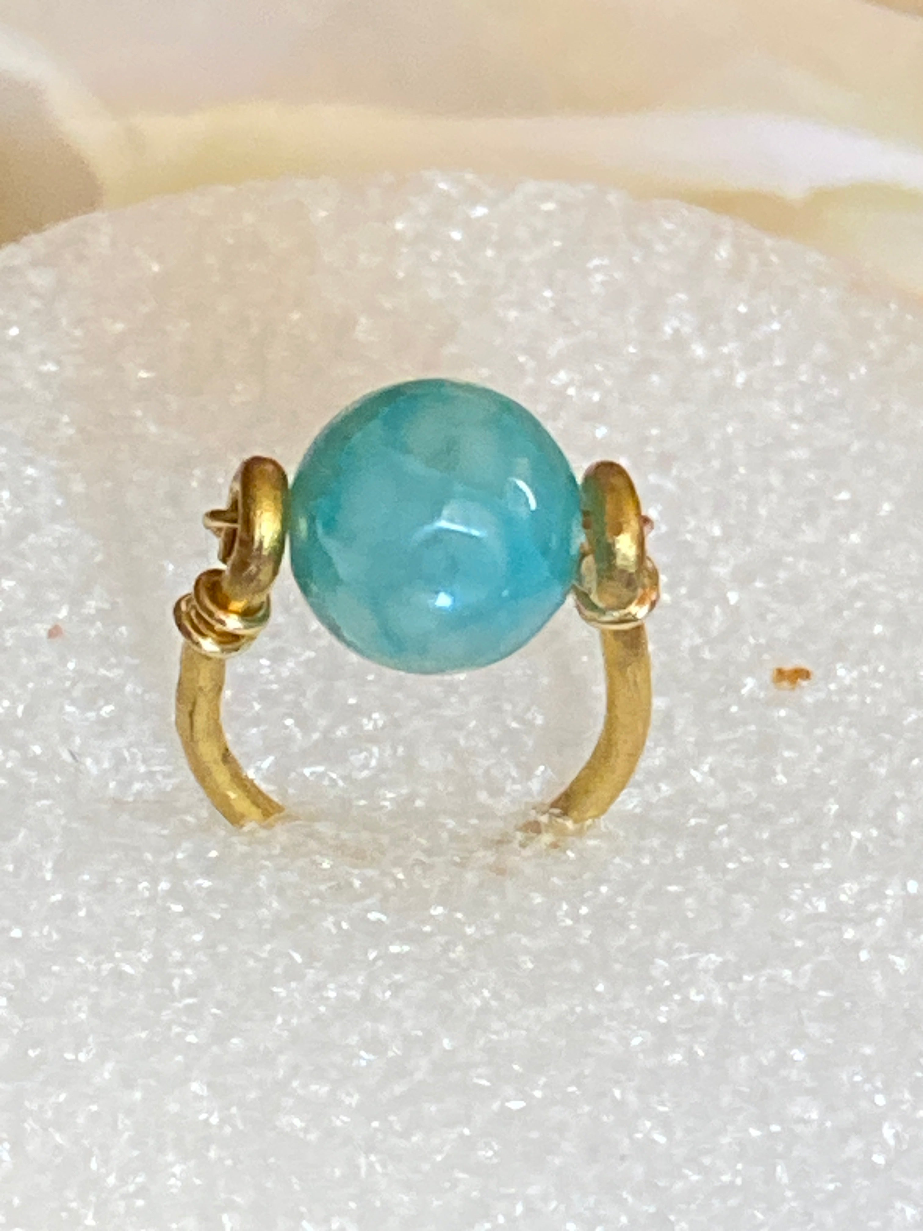 Hand Made Wire Ring Blue Bead