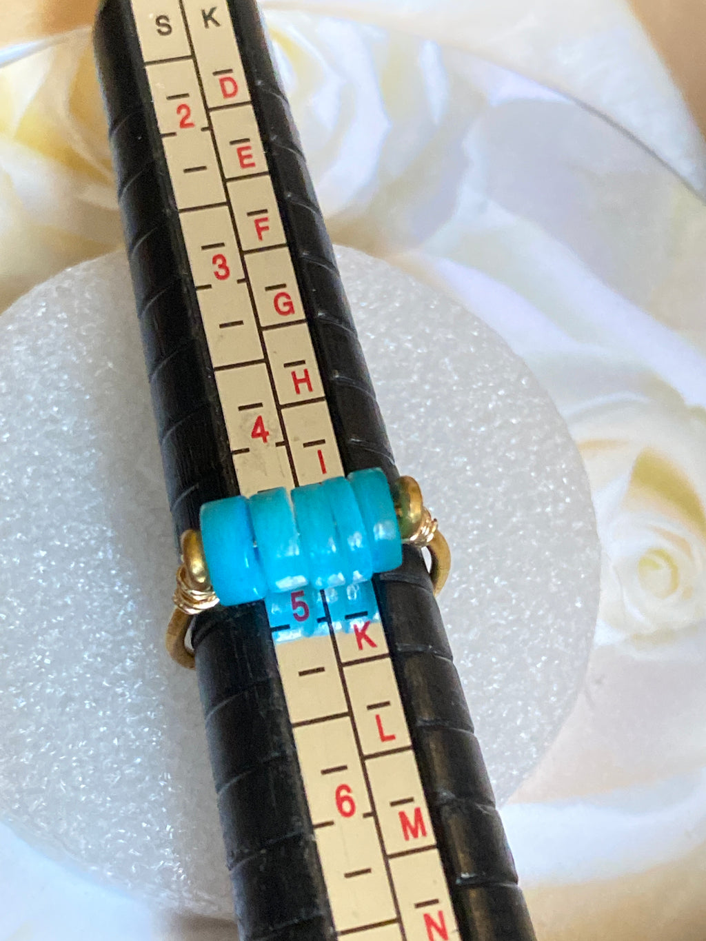 Hand Made Wire Ring Blue Bead