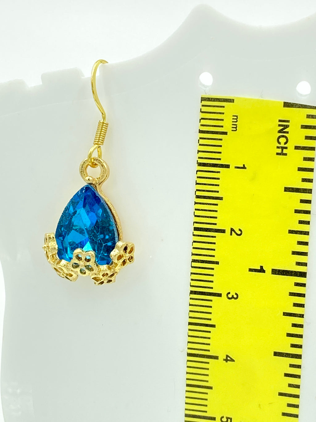 Hook Earrings with Blue Rhinestones