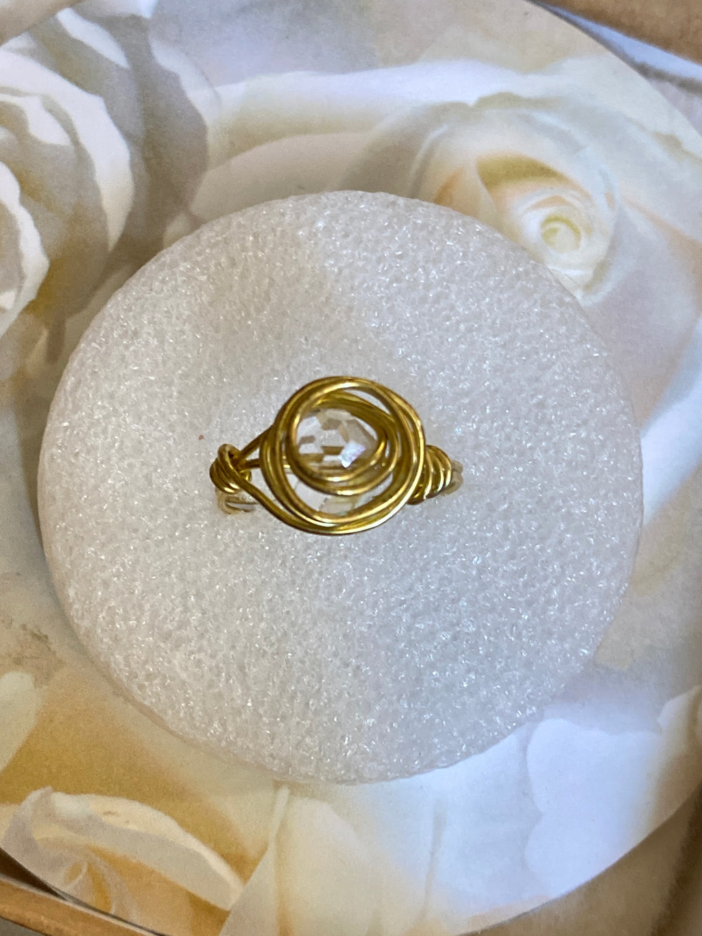 Hand Made Wire Ring Clear Bead