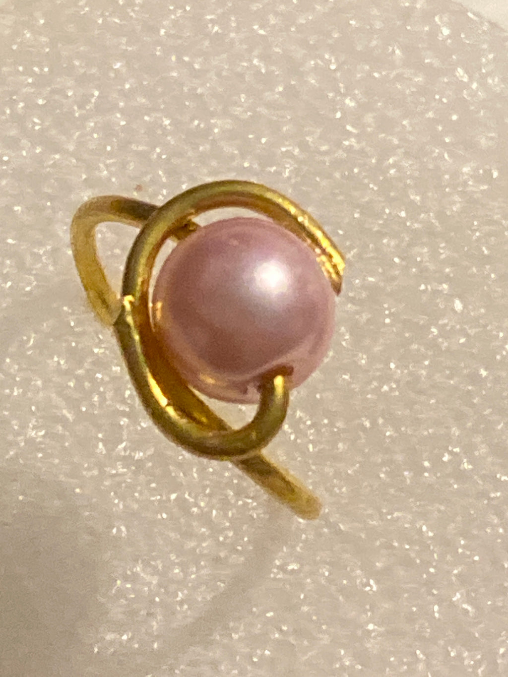 Hand Made Wire Ring  Pink Pearl Bead