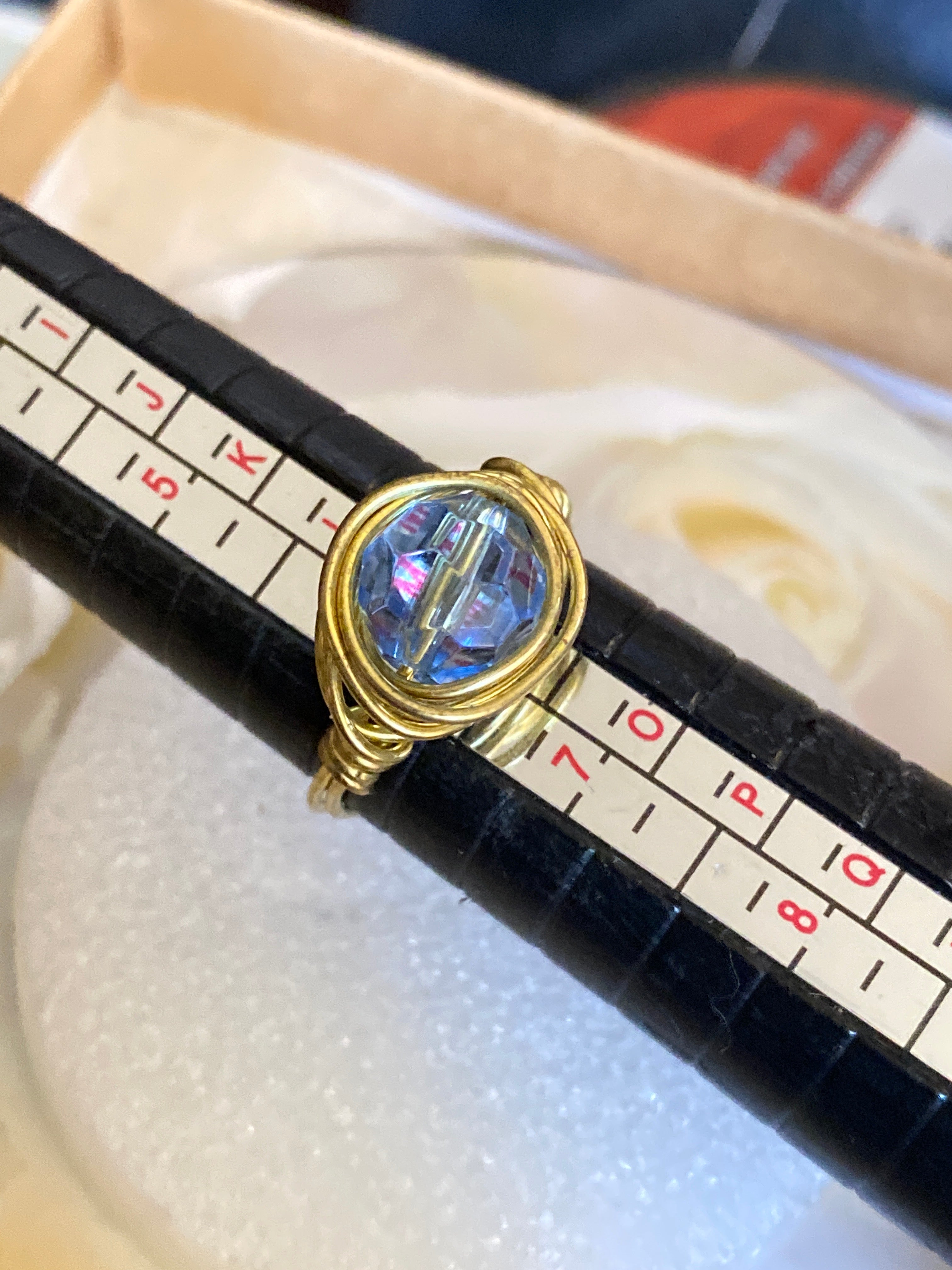 Hand Made Wire Ring Blue Bead
