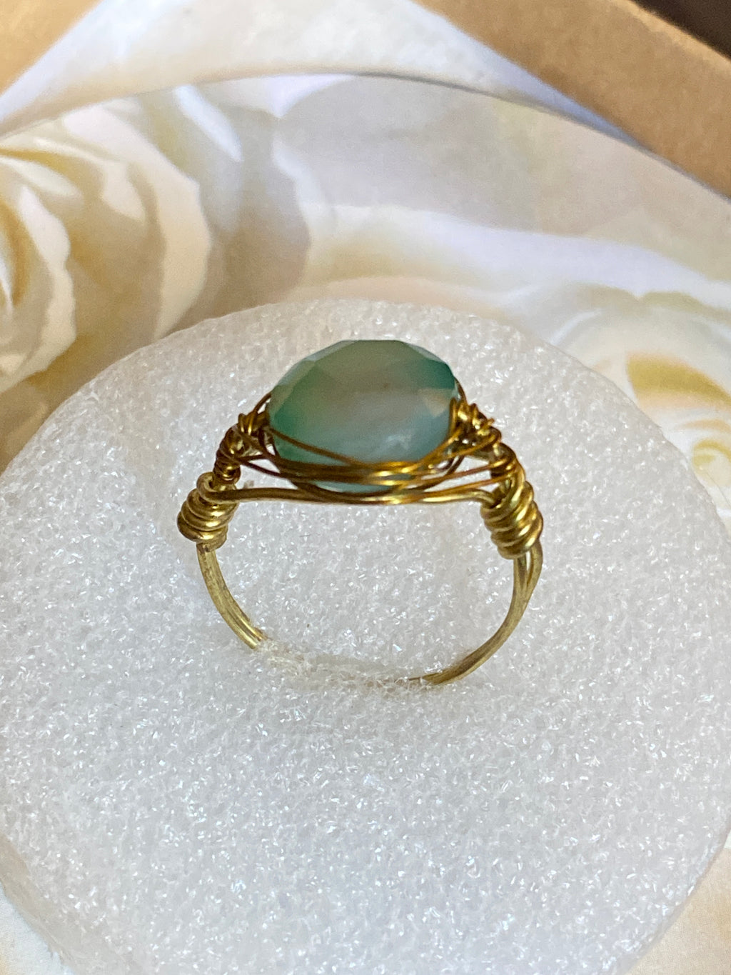 Hand Made Wire Ring Blue Bead