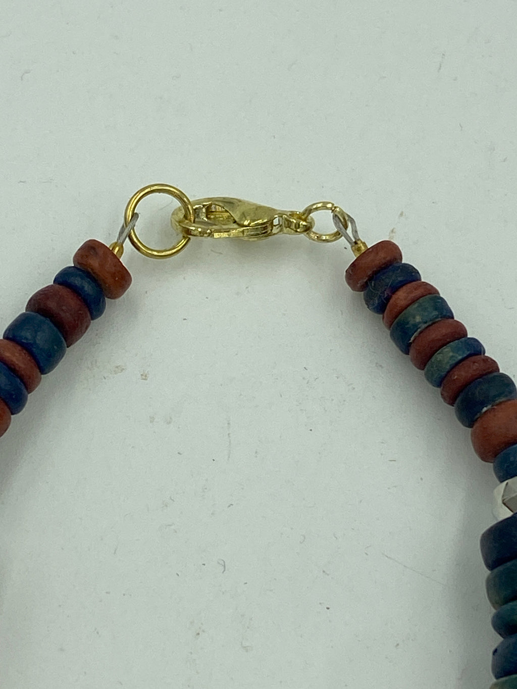Wood Bead Bracelet with silver bead accent