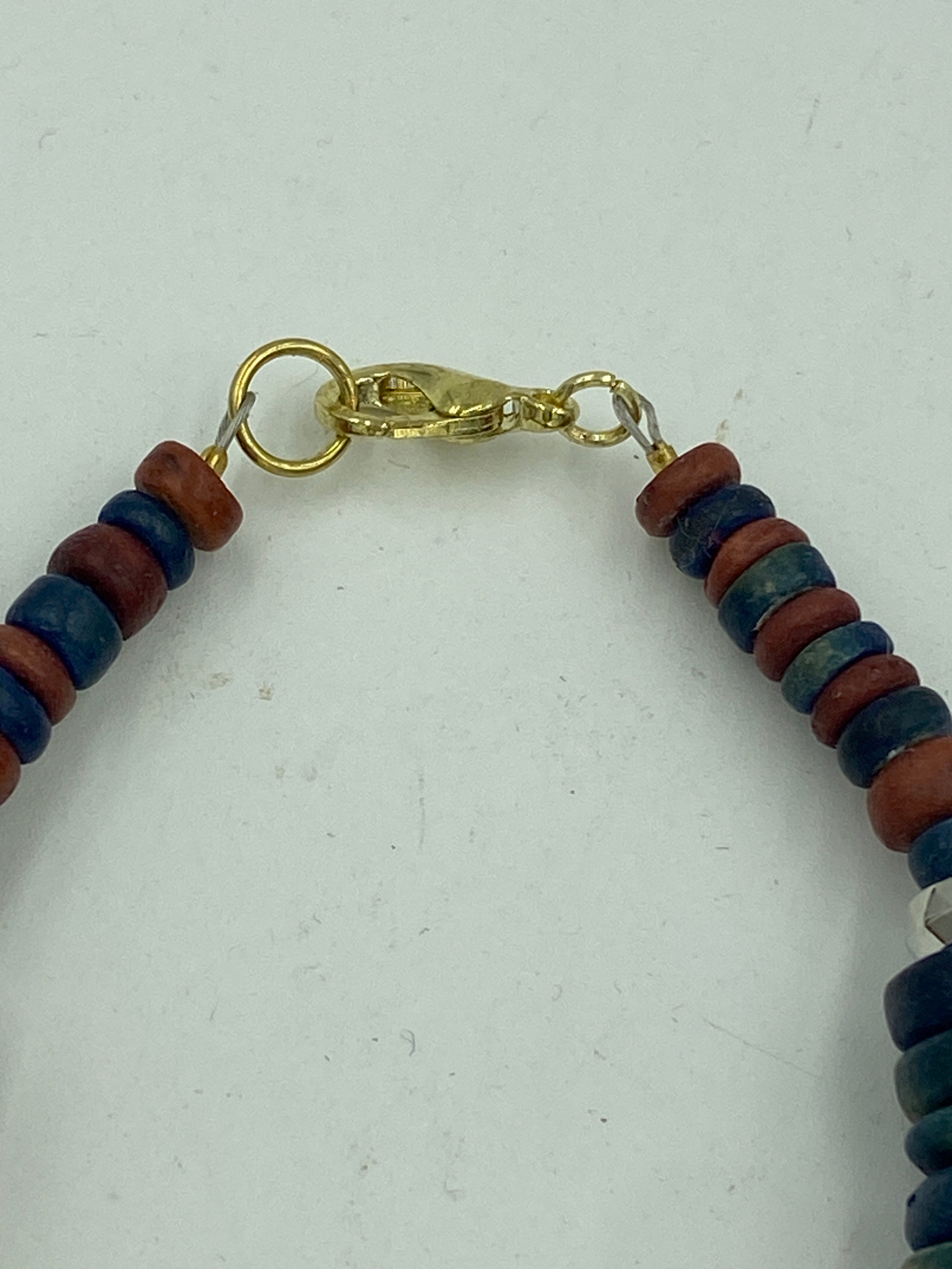 Wood Bead Bracelet with silver bead accent