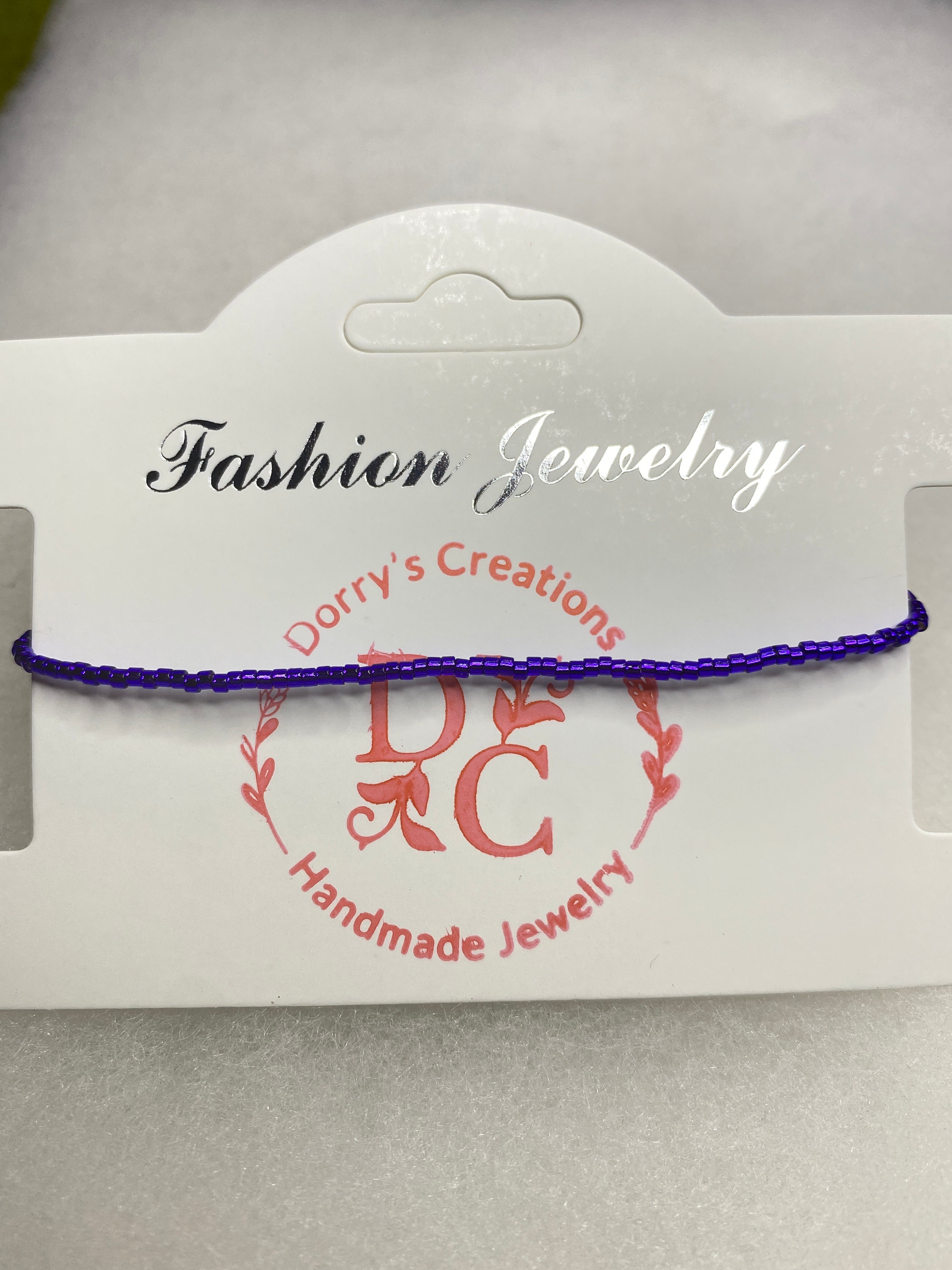 Dainty Bead Bracelet for stacking Blue