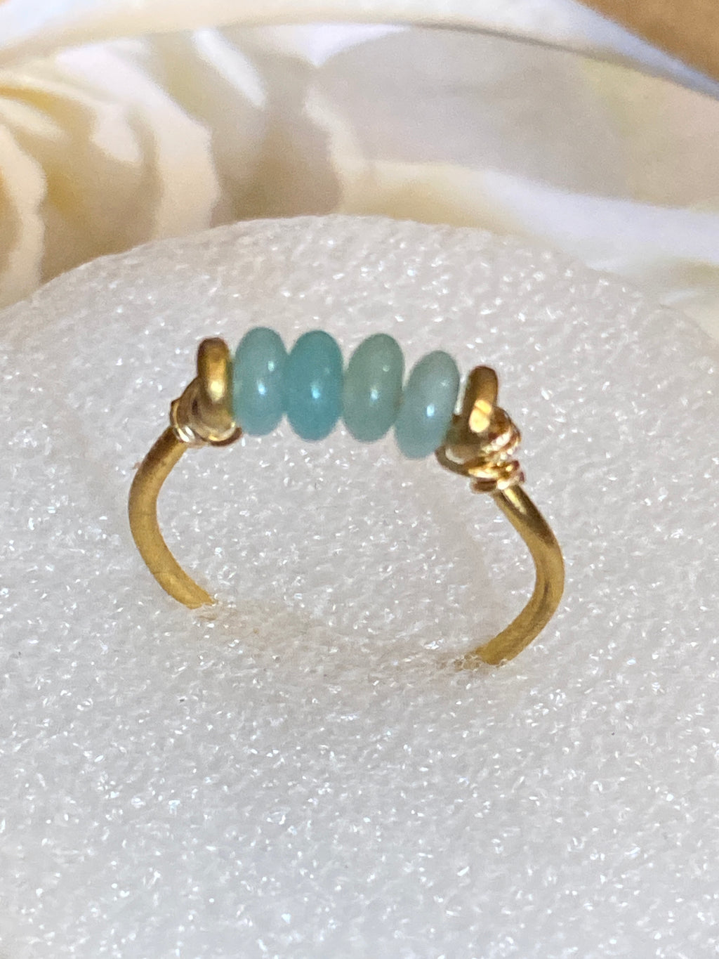 Hand Made Wire Ring Blue Bead