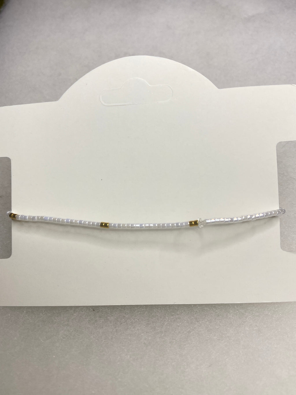 Dainty Bead Bracelet for stacking White and Gold accent