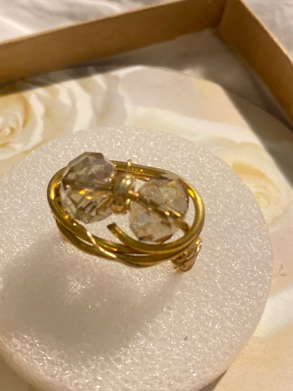 Hand Made Wire Ring Rhinestones