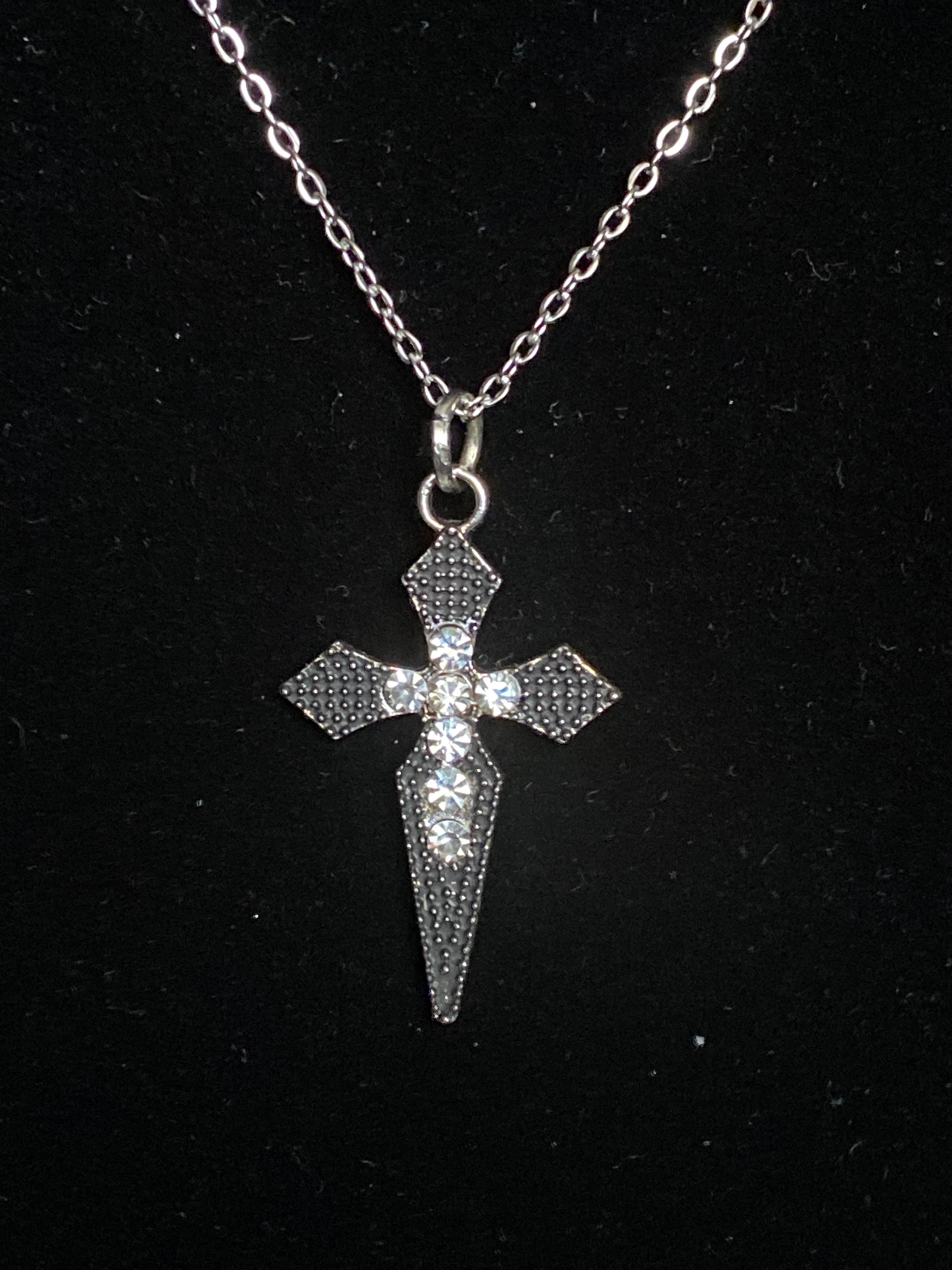Rhinestone Cross Chain Necklace