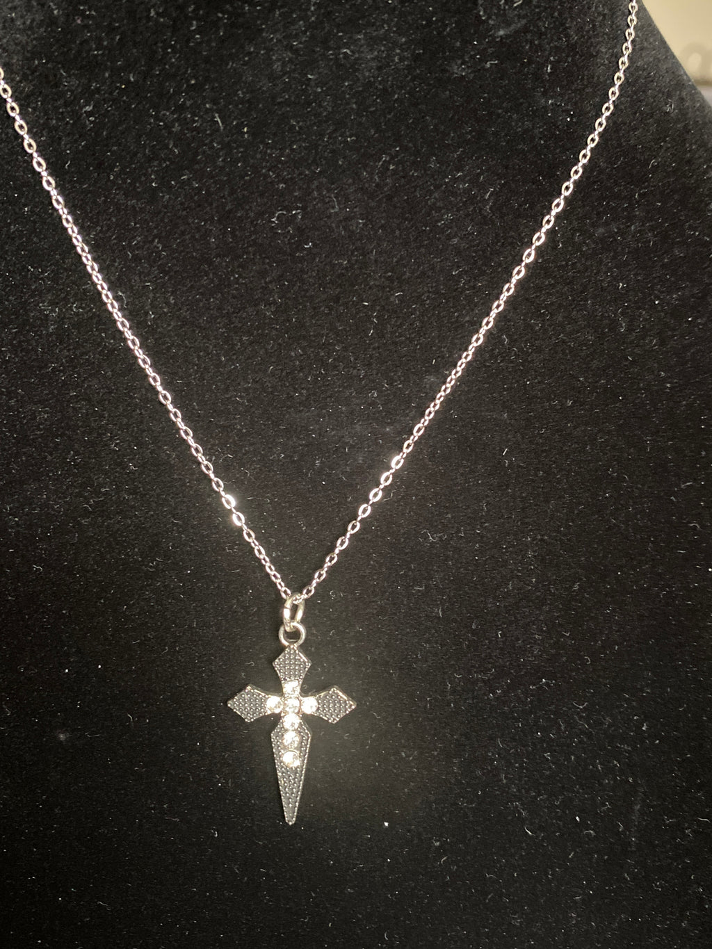 Rhinestone Cross Chain Necklace