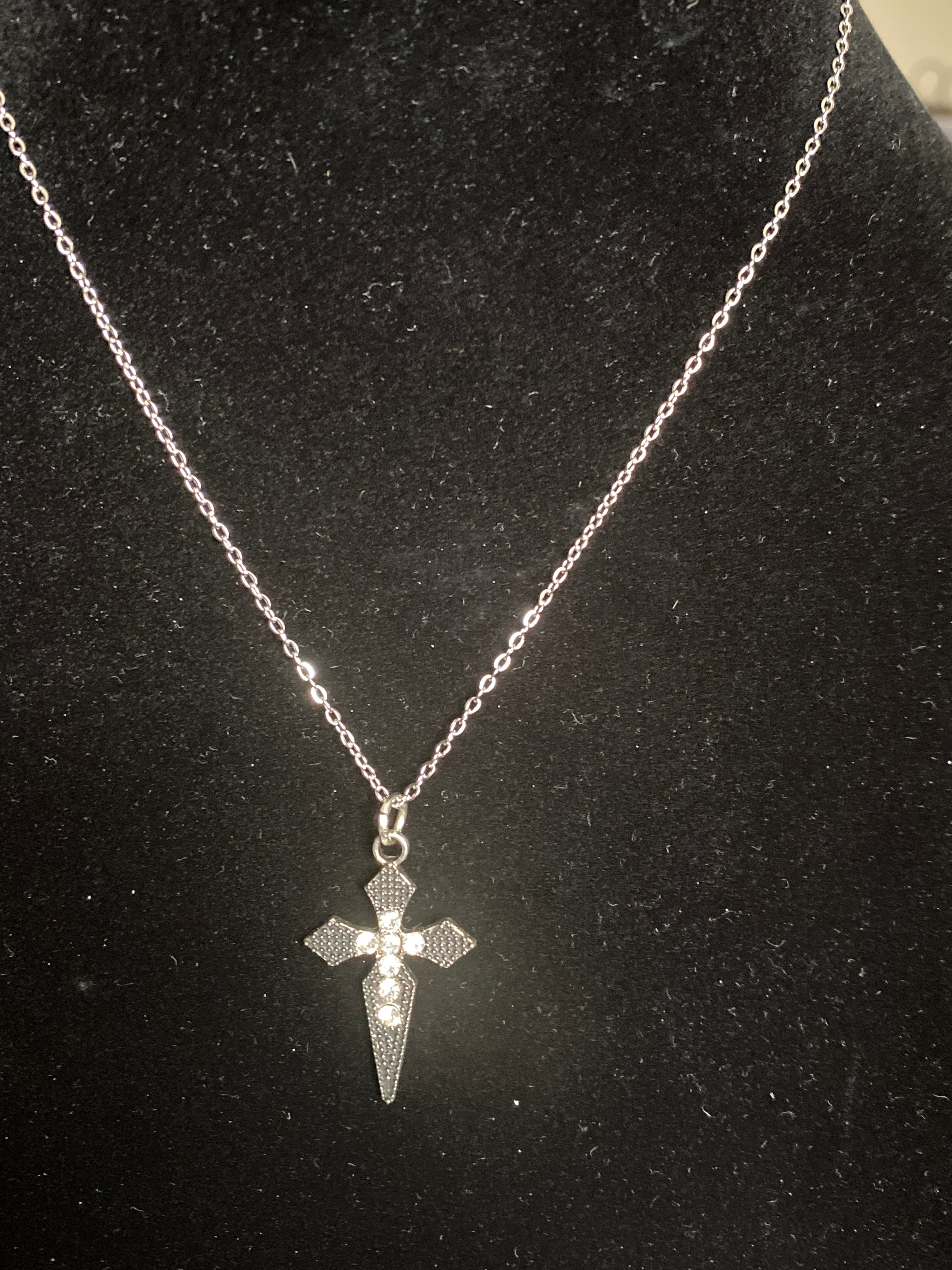 Rhinestone Cross Chain Necklace