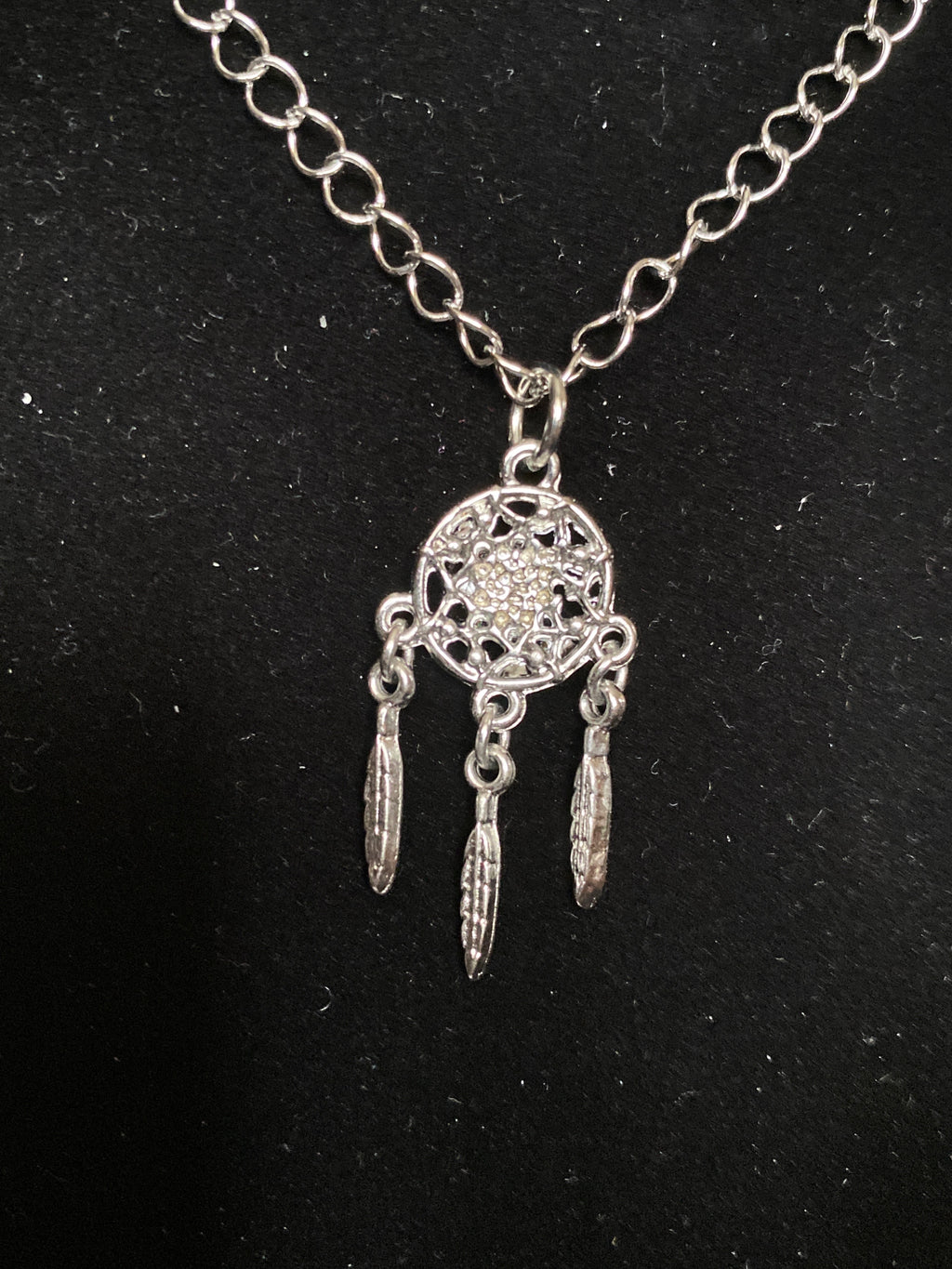 Dream Catcher pendant silver tone necklace