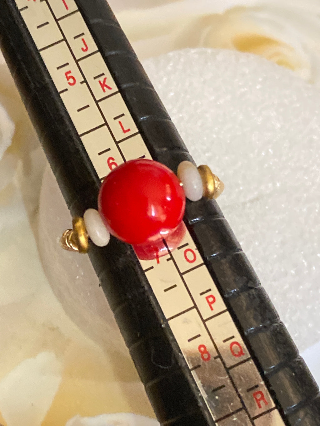 Hand Made Wire Ring Red Beads