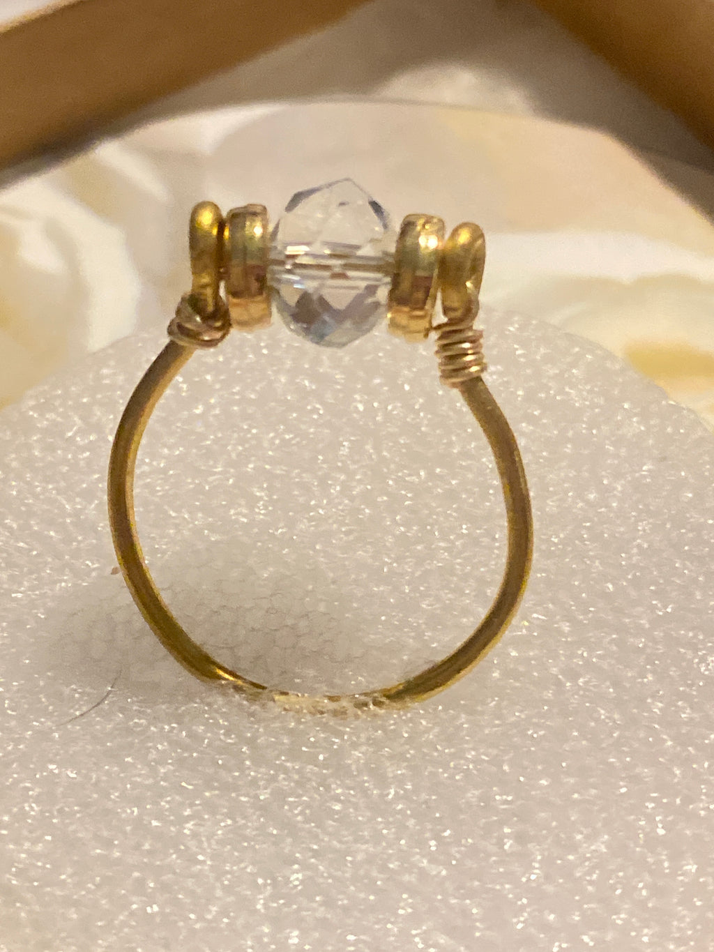 Hand Made Ring Clear Rhinestones