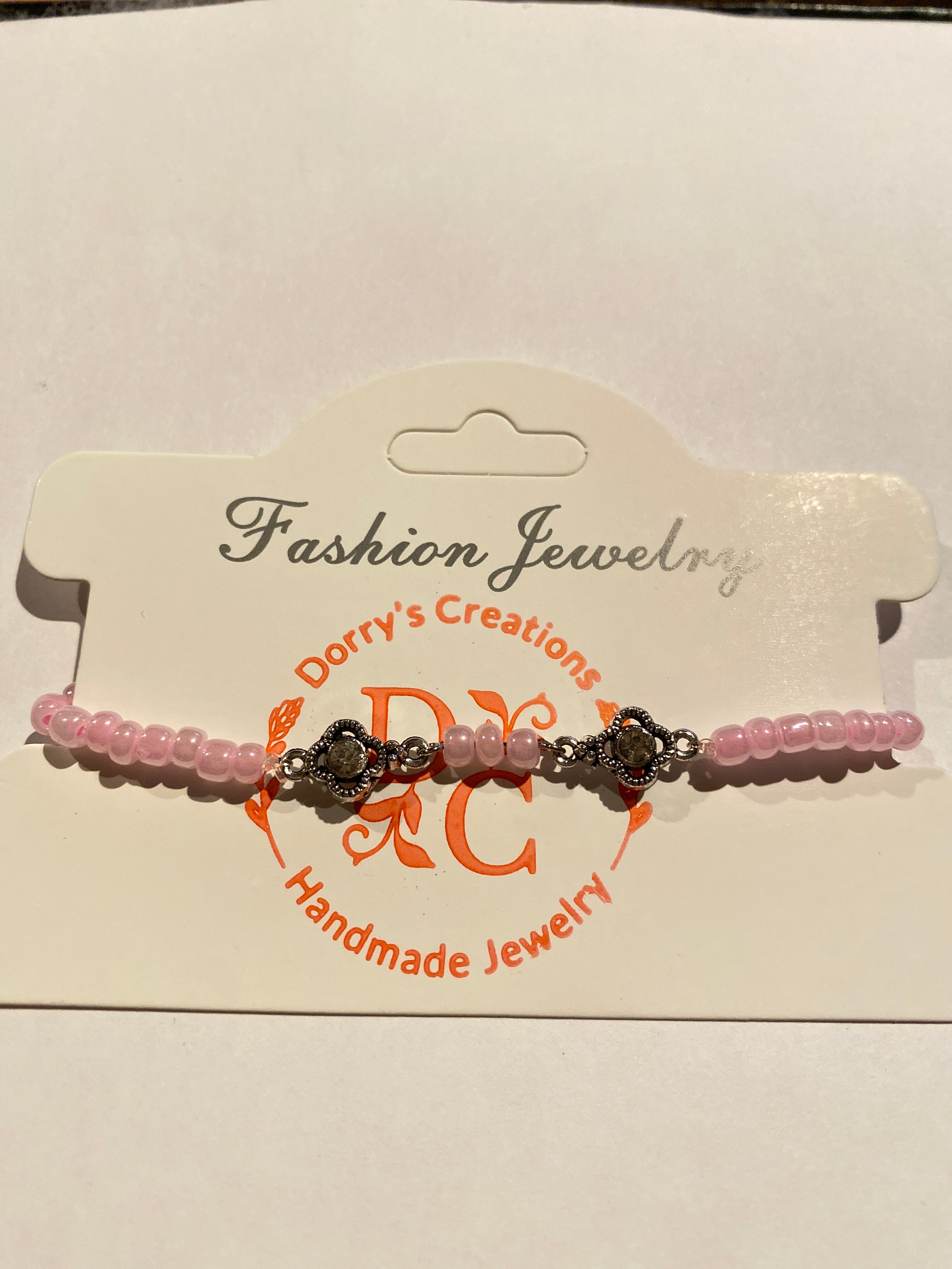 Stretch Pink Bead Bracelet and Rhinestone can be worn alone or together with others