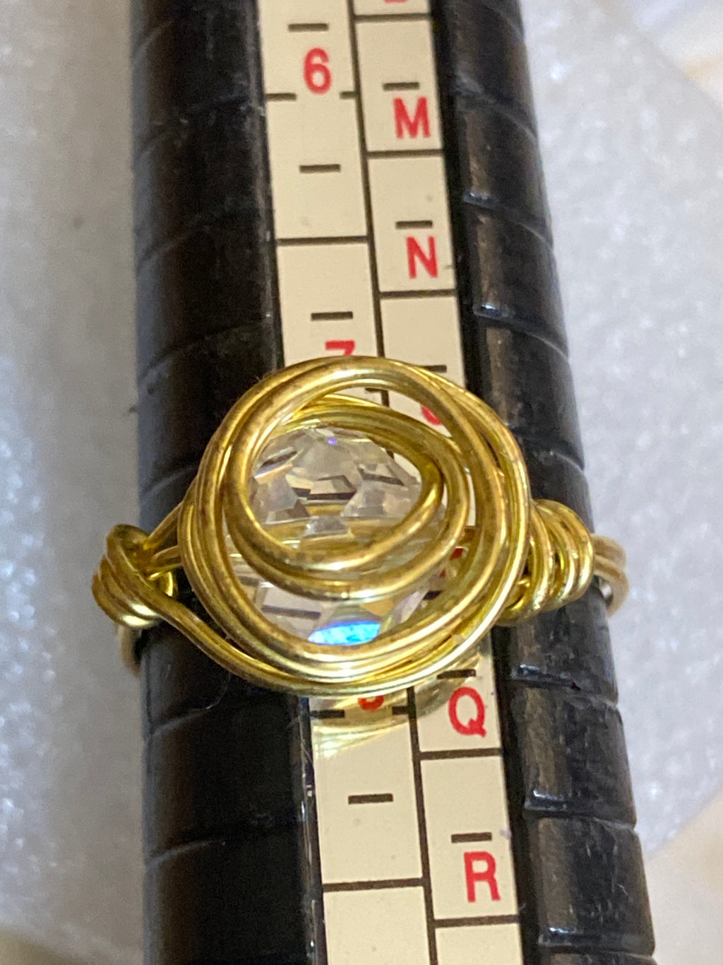 Hand Made Wire Ring Clear Bead