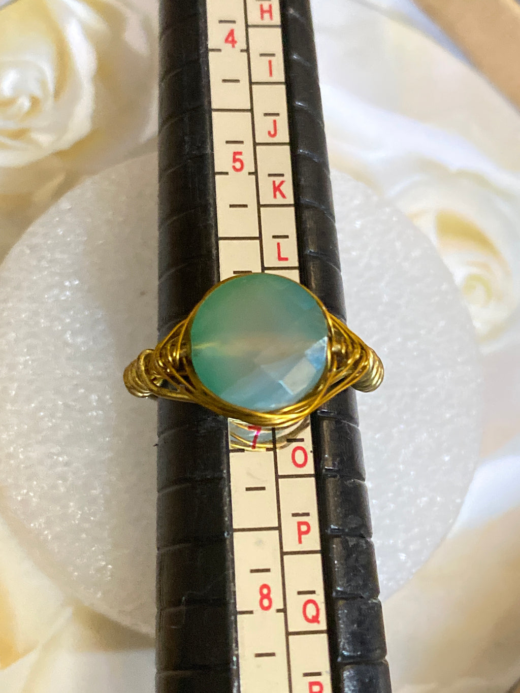 Hand Made Wire Ring Blue Bead